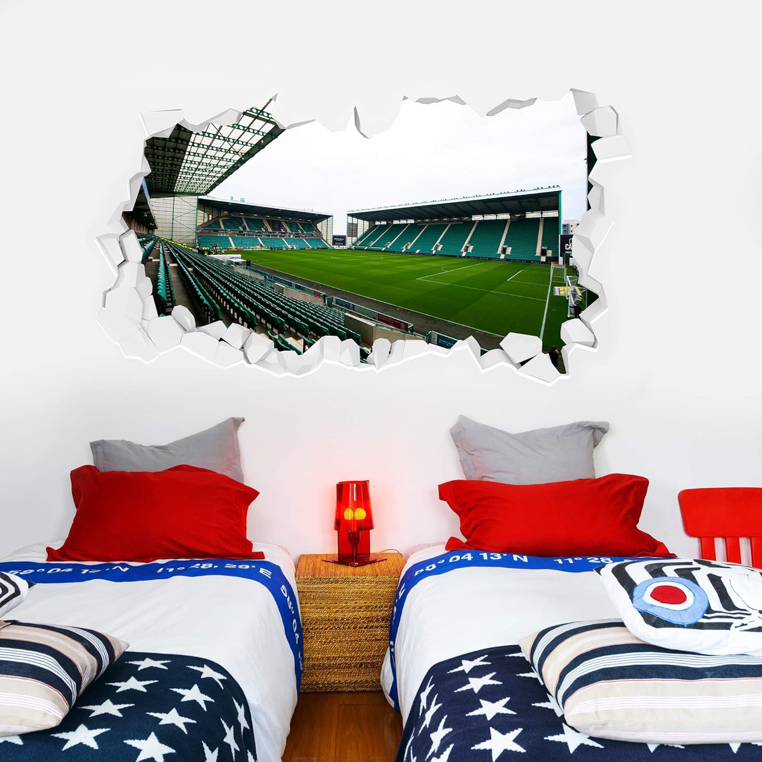 Hibernian F.C. Easter Road Stadium Broken Wall Sticker - Day Time (120cm Width x 60cm Height)