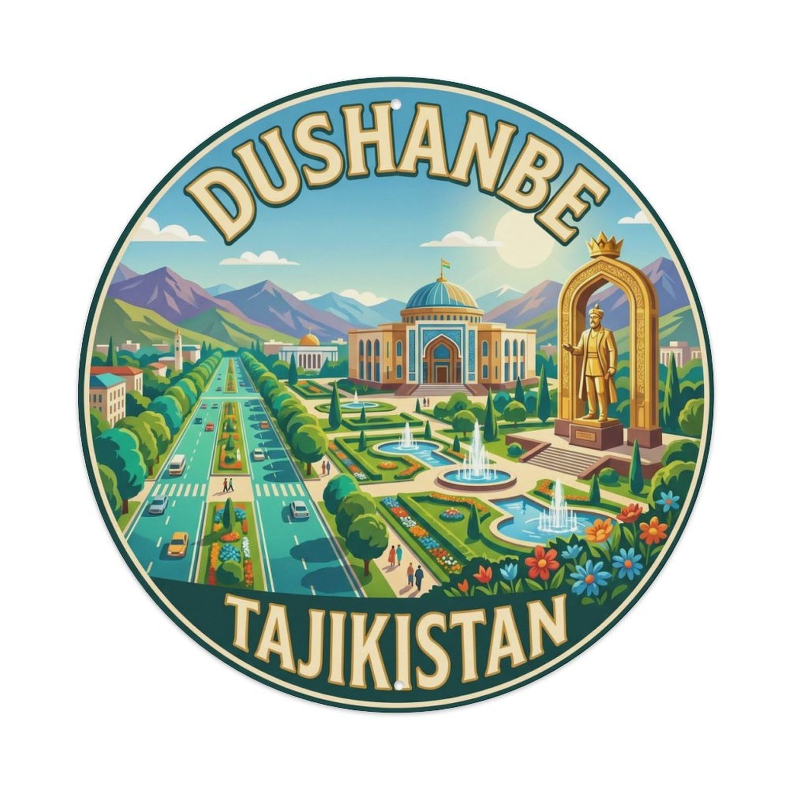 Tajikistan Dushanbe City Landmark Travel Classic Metal Tin Sign