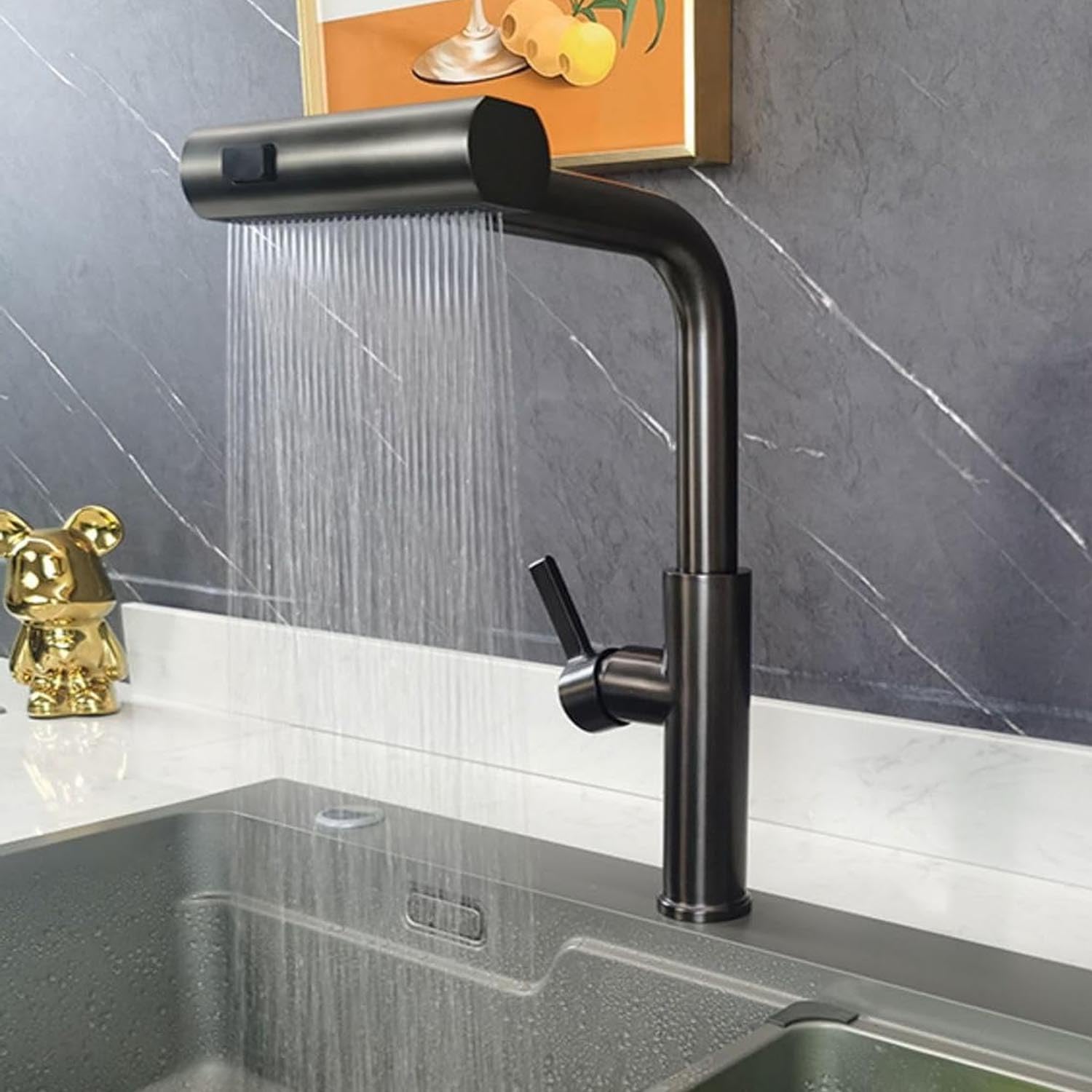 THOISEWELT® Basin Kitchen Tap Stainless Steel Material 4 Mode Oprating Waterfall Tap Black Matt (B0CT1ZNSTK) Amazon Price History, Amazon Price Tracker