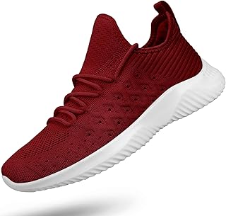 Feethit Womens Slip On Walking Shoes Non Slip Running Shoes Breathable Workout Shoes Lightweight Gym Sneakers Burgundy Size 6