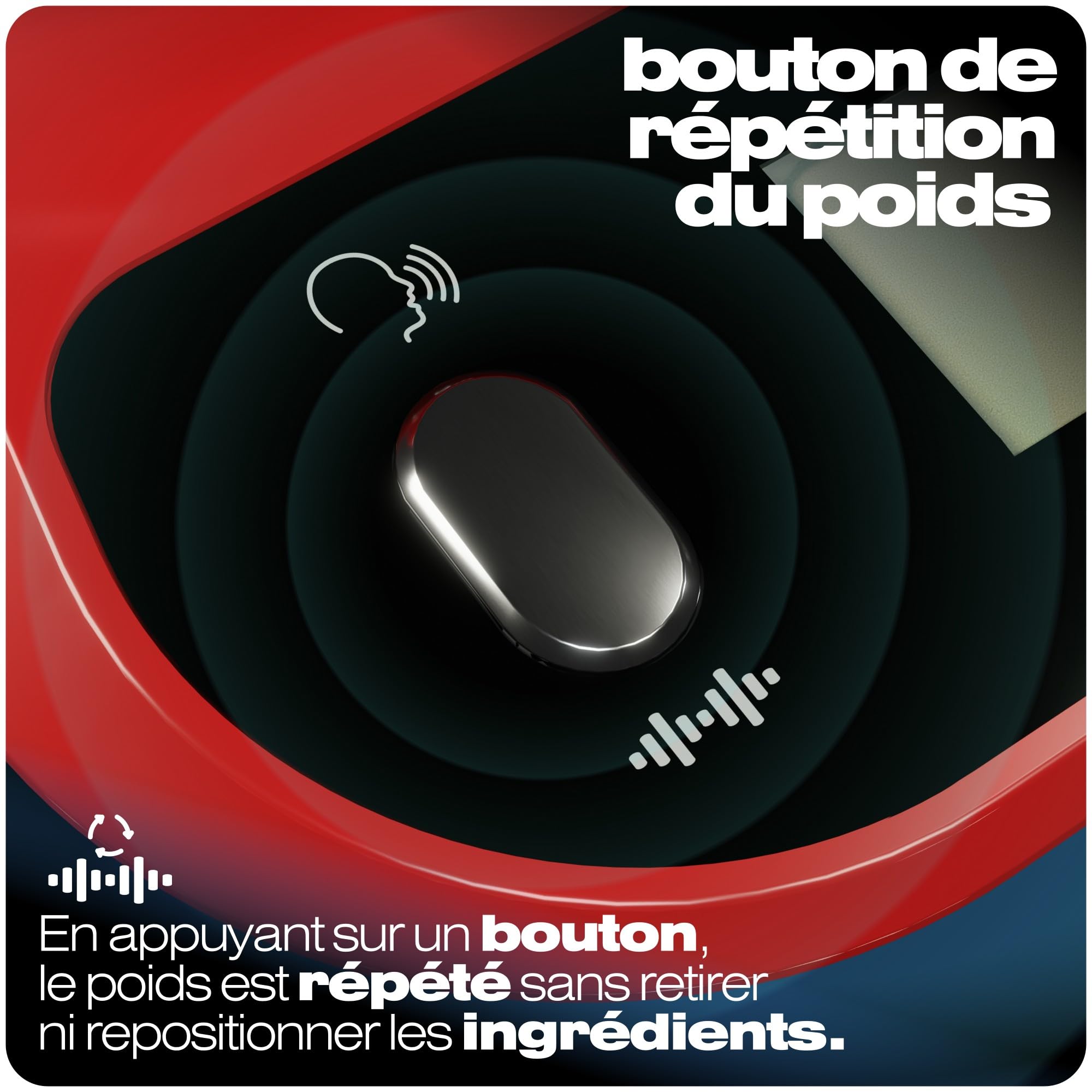 Balance de Cuisine Parlante VIBAS iVoice Chef avec Bol, pour Non-Voyants et Seniors, 5 Langues, Signaux Sonores, Répétition du Poids, Volume Réglable, 10 kg, Piles Incluses