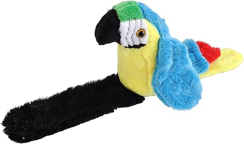 Wild Republic Perching Parrot, guacamayo azul y amarillo, pulsera a presión, registros y repeticiones, 9 pulgadas, regalo para niños, juguete de
