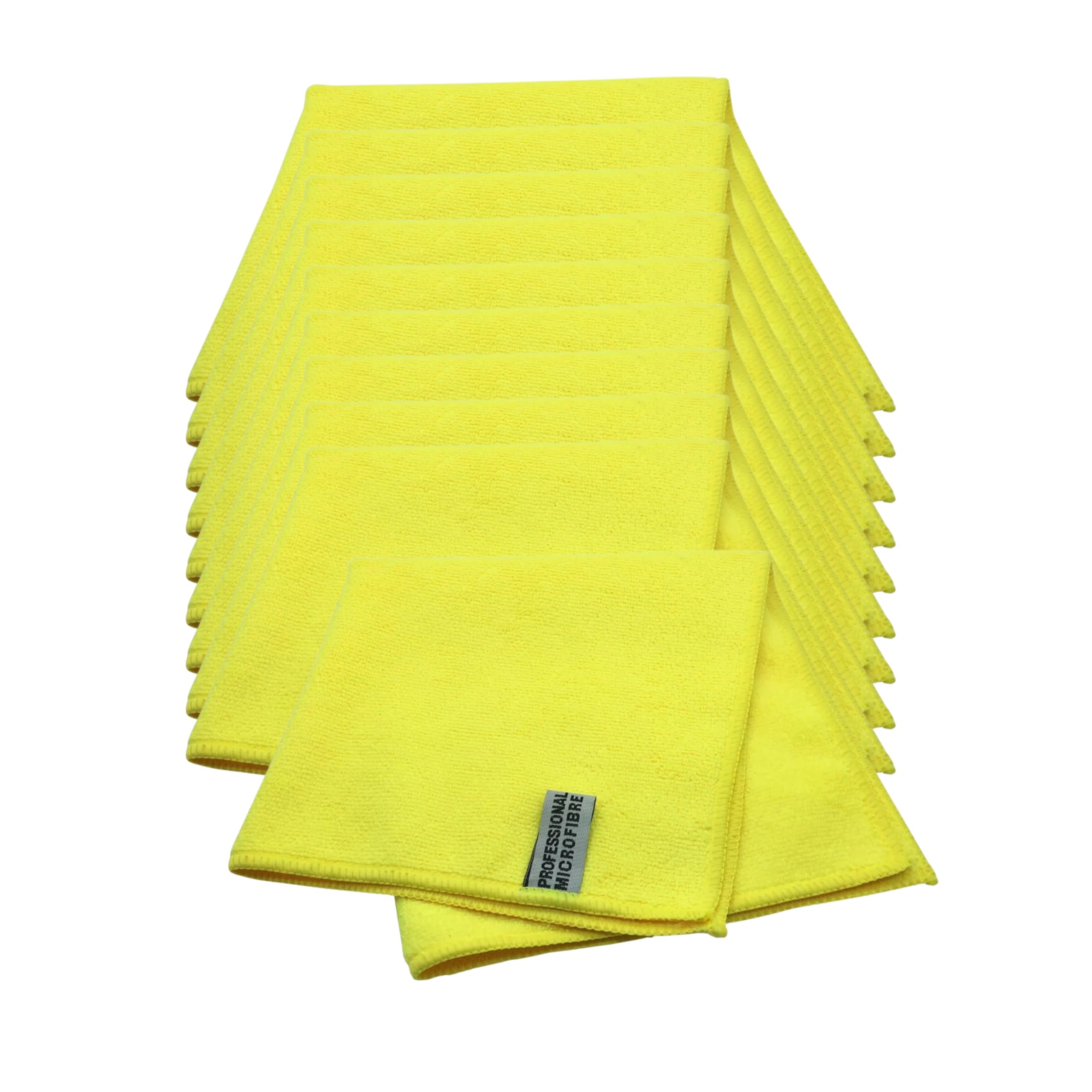 Tek Automotive Heavy Duty 350GSM Yellow Car Microfibre Cloths – 10 Pack 40x40cm Professional Detailing, Polishing & Buffing Cloths