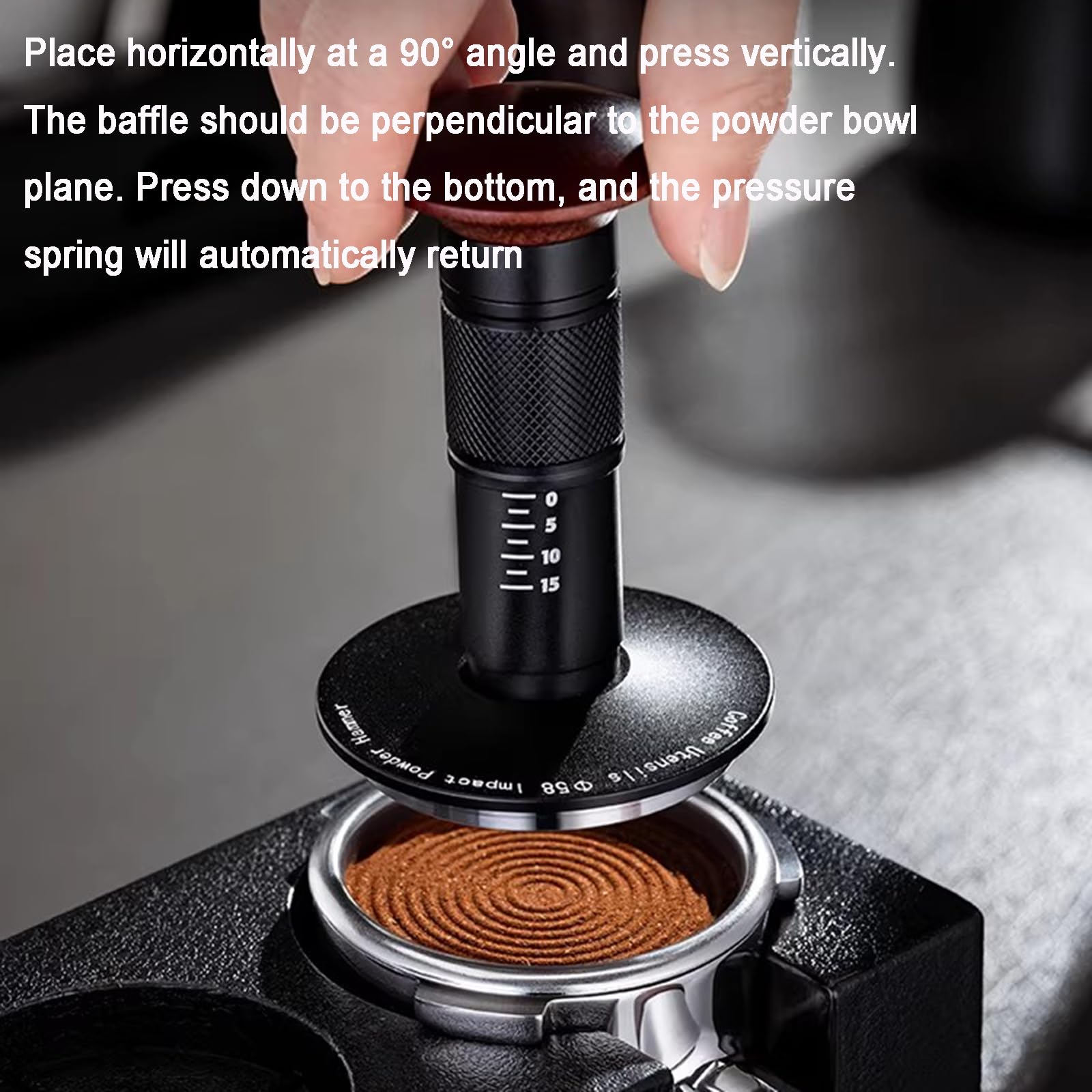 Juego de prensón de café, herramienta WDT, distribuidor de café para portafiltro de 58 mm, con resorte, diseño de gravedad, accesorios esenciales para cafeteras baristas