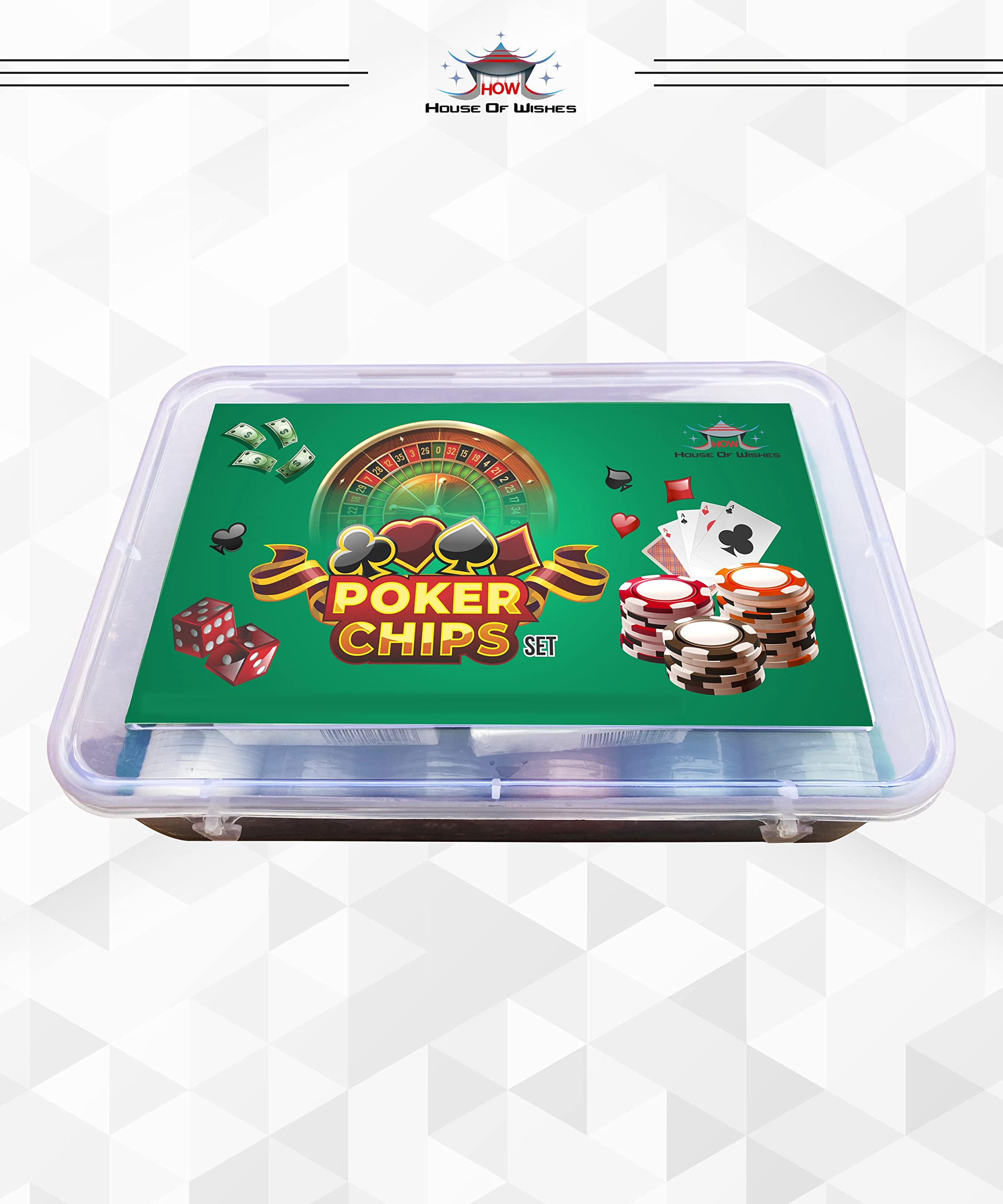 HOW (HOUSE OF WISHES) with Device Poker-Chips Casino Party Coins Game Set (300 Poker Chips Set) for Adult 2