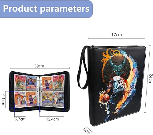 Miniatura 2 de Carpeta de tarjetas de baloncesto con 4 bolsillos para 400 tarjetas con 50 fundas extraíbles, carpeta de tarjetas intercambiables, carpeta de