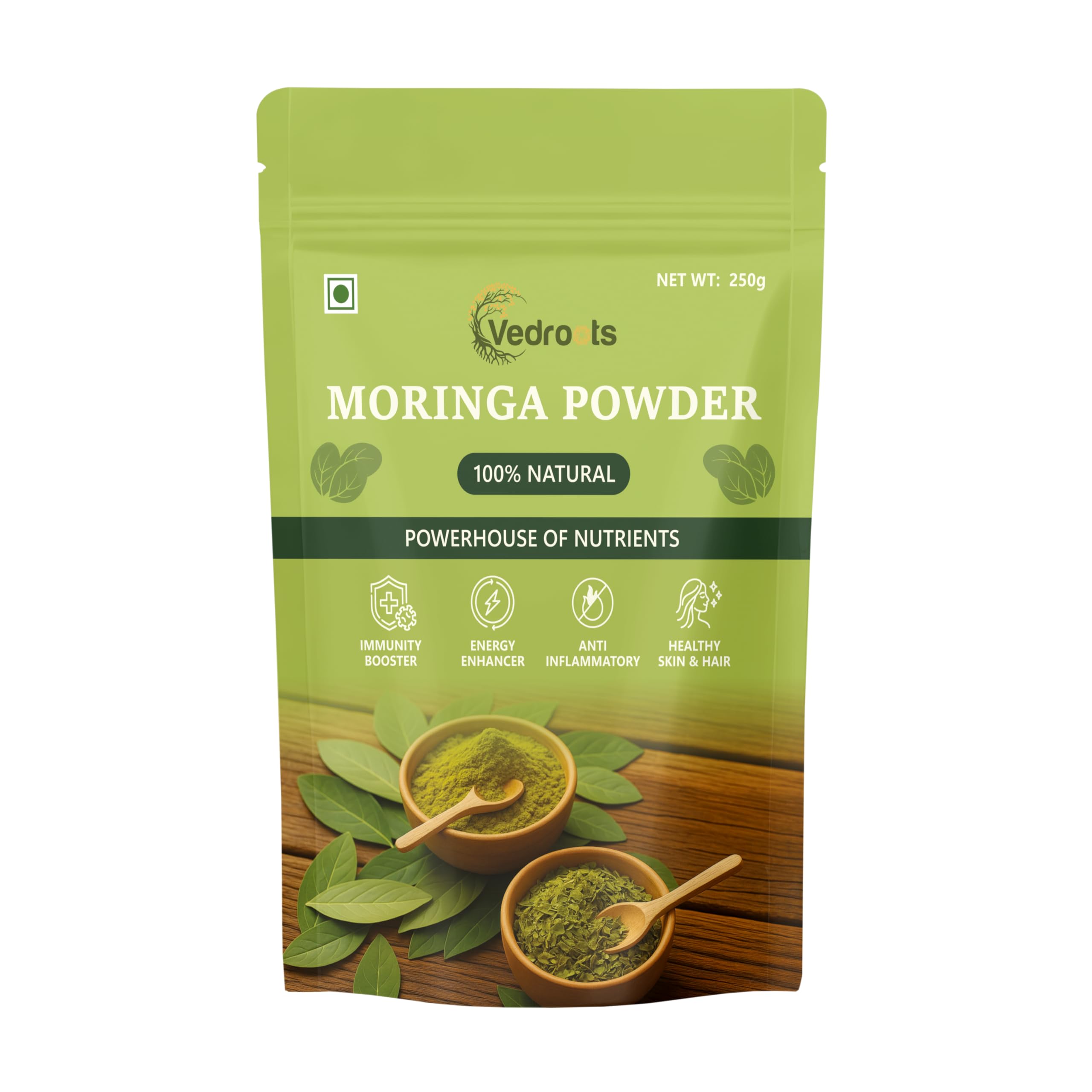 VedRoots 100% Natural Moringa Powder 250g | Drumstick Leaf Superfood | Energy, Detox & Immunity Booster | Protein & Nutrient Rich | Natural Multivitamin | Antioxidant for Hair, Skin & Wellness-picture-25