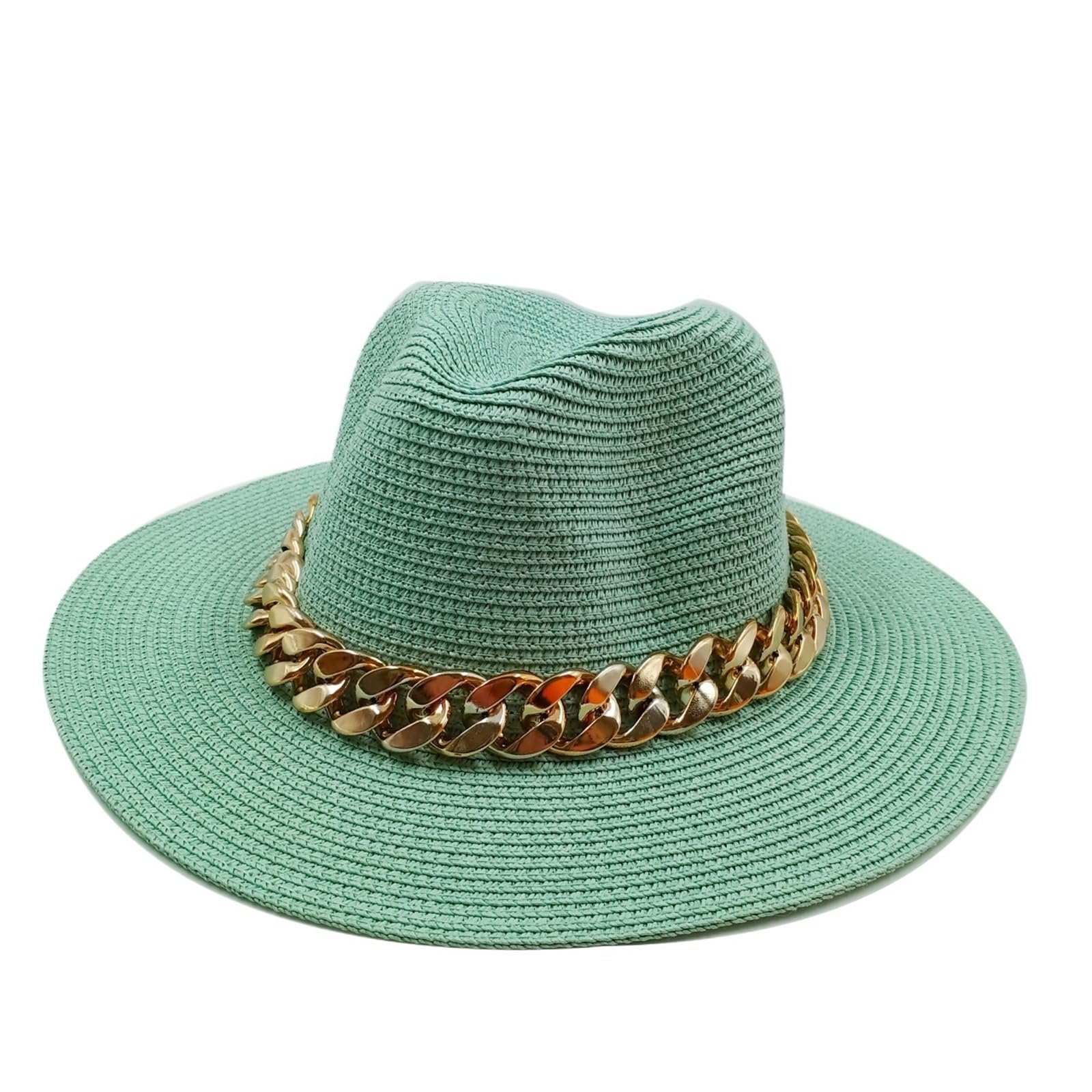 MRKU Sombrero de Paja de Verano con Cadena de Donut - Playa Naranja y Morada para Hombres y Mujeres