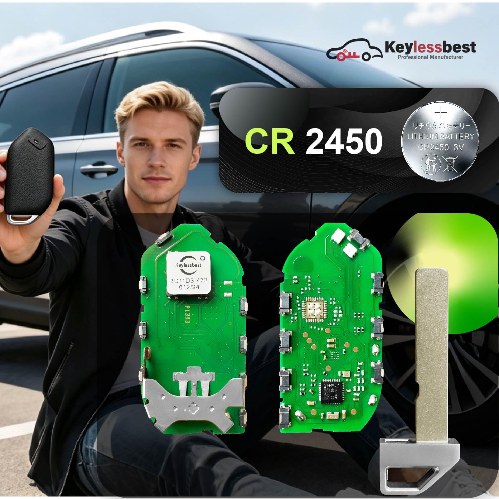 Ricambio per telecomando Kia Sorento Hybrid 2024 TQ8-FOB-4F81M44 7 pulsanti 433 MHz, nero