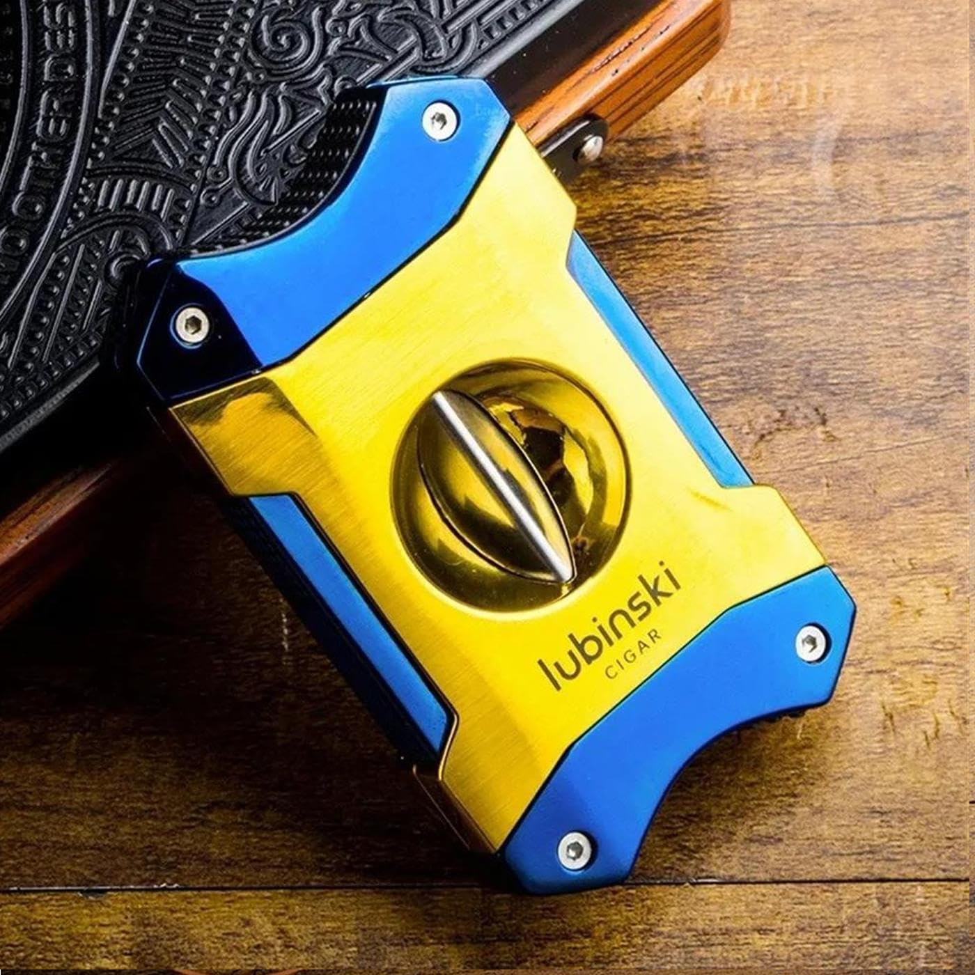 bektobacco Lubinski Metal Sehpalı V Puro Kesici Mavi-Gold 60 Ring