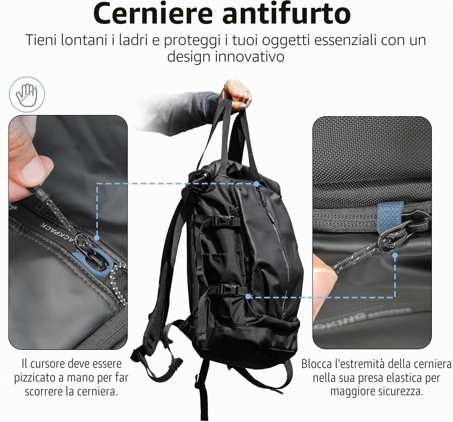 Zaino da donna e uomo, impermeabile, con computer portatile, 15,6 pollici, pieghevole, casual, per ciclismo, tempo libero e viaggi