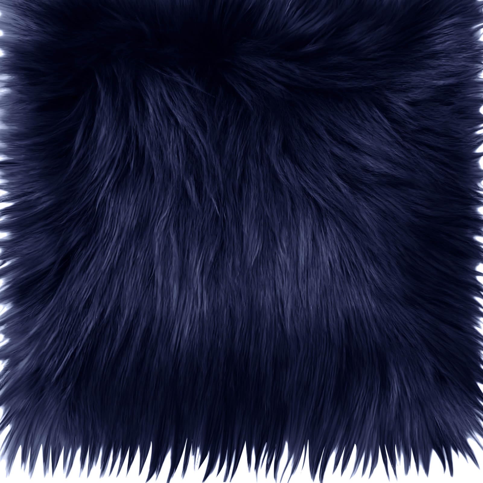 25x25CM Navy Blue Faux Fur Fabrics Square, Plush Fluffy Fuzzy Cut Craft Fur, Craft Beard Hair, Beard Miniature Dolls Rugs Mats Gift, Winter Halloween Christmas Costume Party Decorations