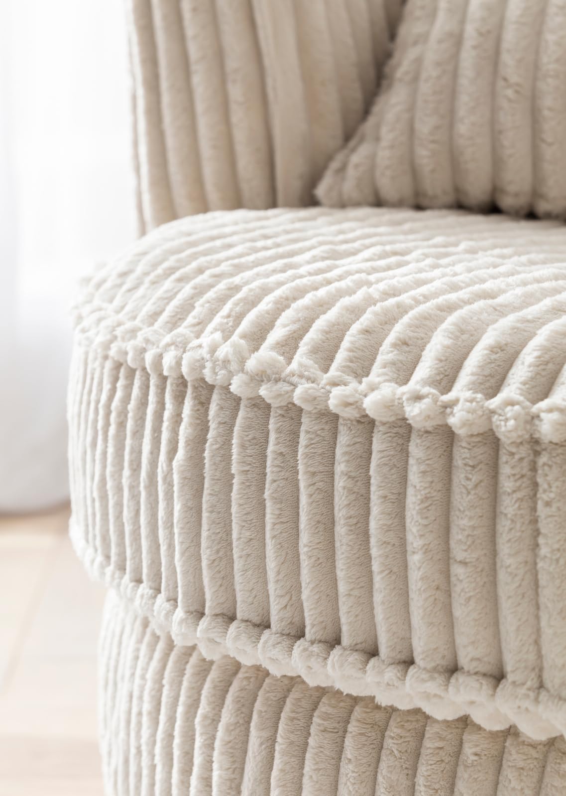 Sessel in beige/wollweiß Mega-Cord Drehsessel 360° drehbar inklusive Kissen Comfy (Wollweiß)