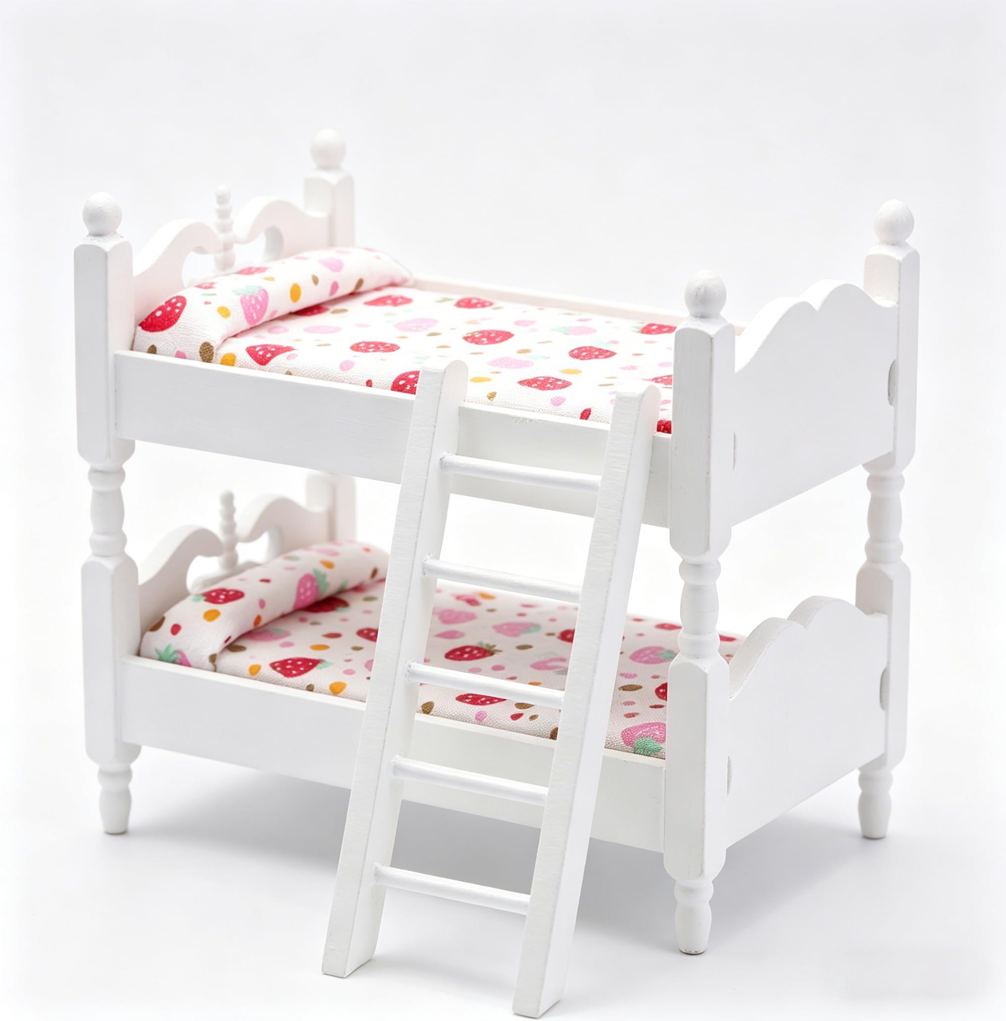 Wooden Dollhouse Furniture of Baby bunk Bed with Ladder for Miniature Dollhouse Accessories - 1/12 Scale