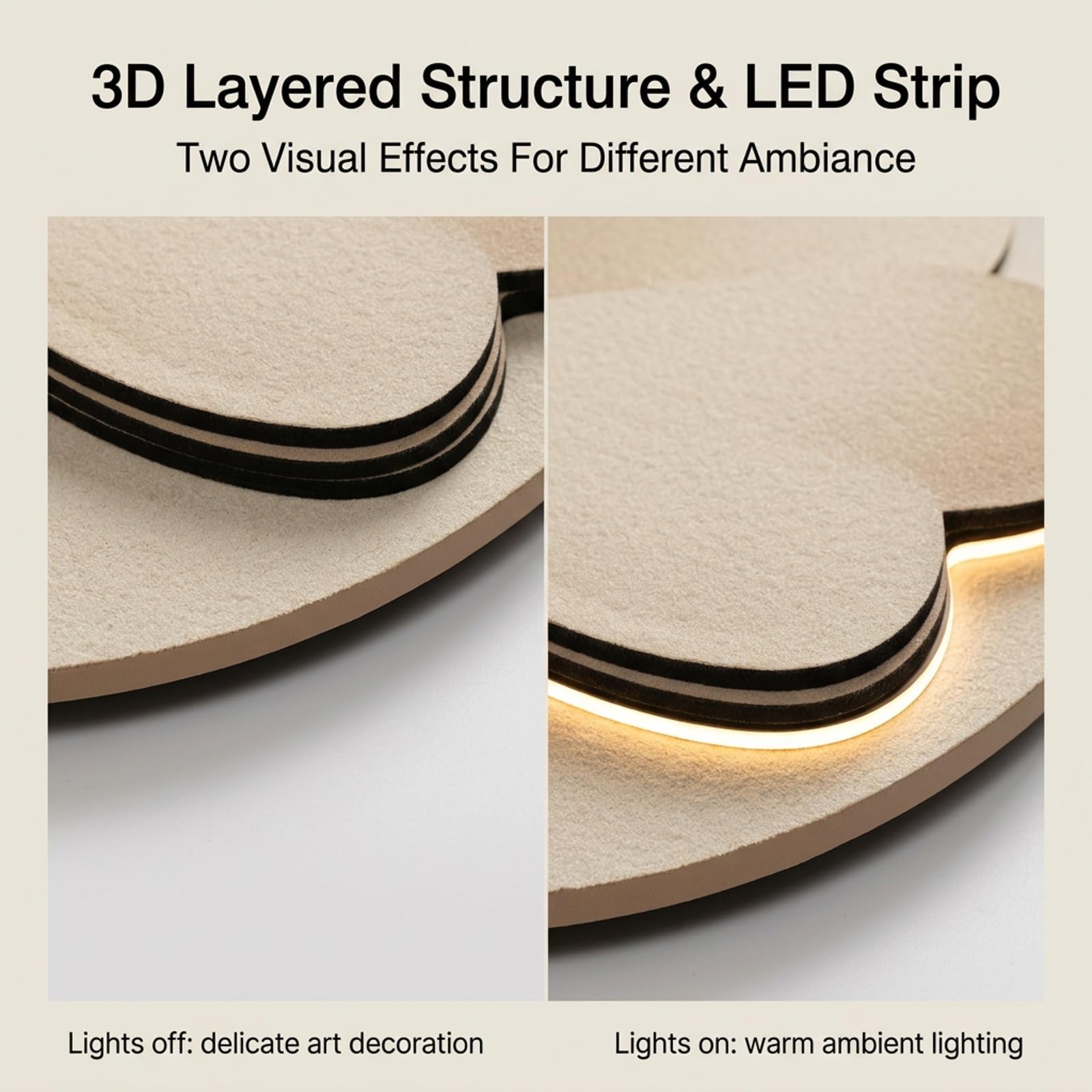 3D-LED-Wandbild Sandstein-Optik, Moderne Wanddekoration mit Beleuchtung