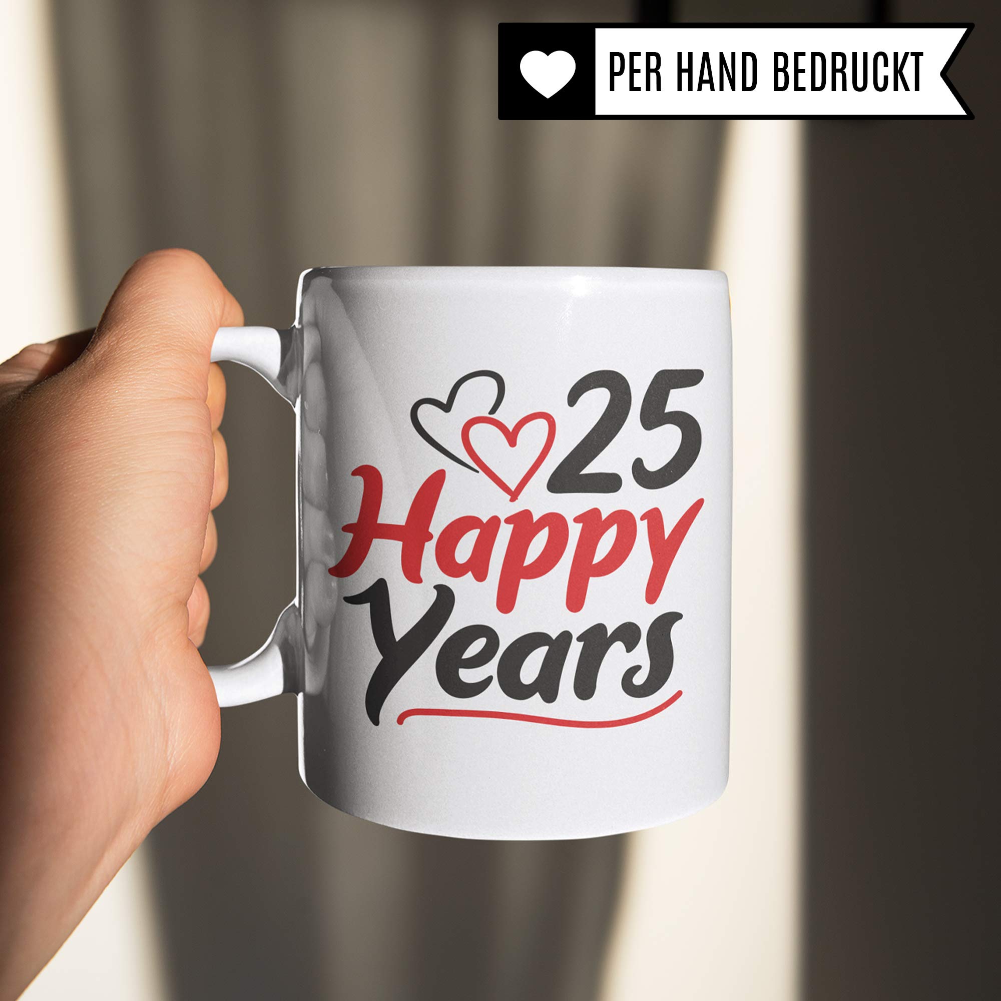 Pagma Tazza Per Nozze D'Argento - 25 Anni Di Matrimonio - Idea Regalo - 330 Ml - Stampata A Mano In Germania