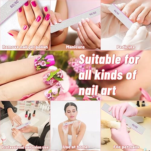 Miniatura 6 de BLESWIN - 12 limas de uñas de grano 60, lima de uñas de grano 6060, limas de uñas jumbo para uñas acrílicas, lima de uñas de doble cara para