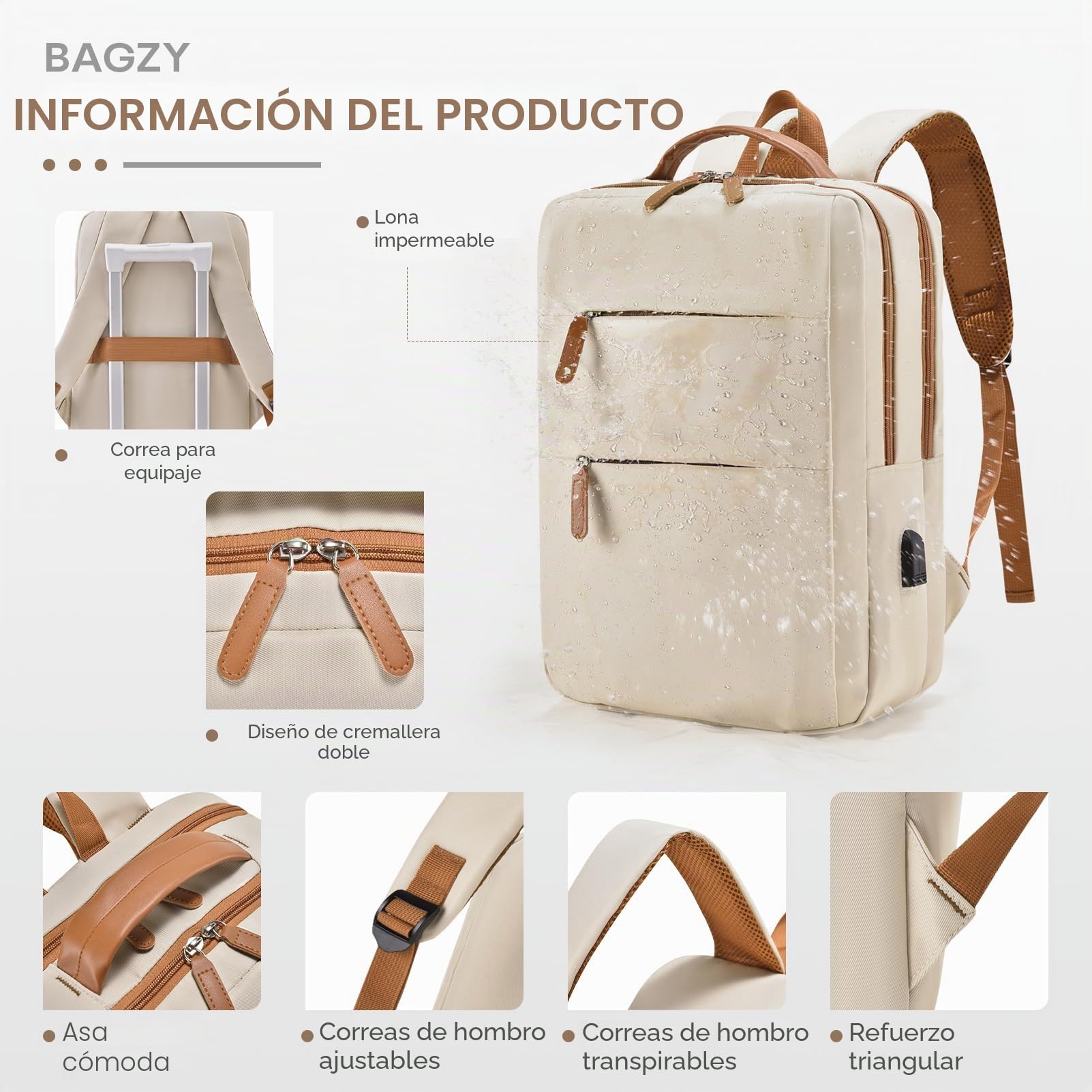 BAGZY 40x30x15cm Mochila Avion Air France British Airways Equipaje de Mano 20L Mochila Viaje para Avion Vacio Mochilas Impermeable Hombre Mujer Trabajo Maleta Mochilas para Ordenador Portátil Negro