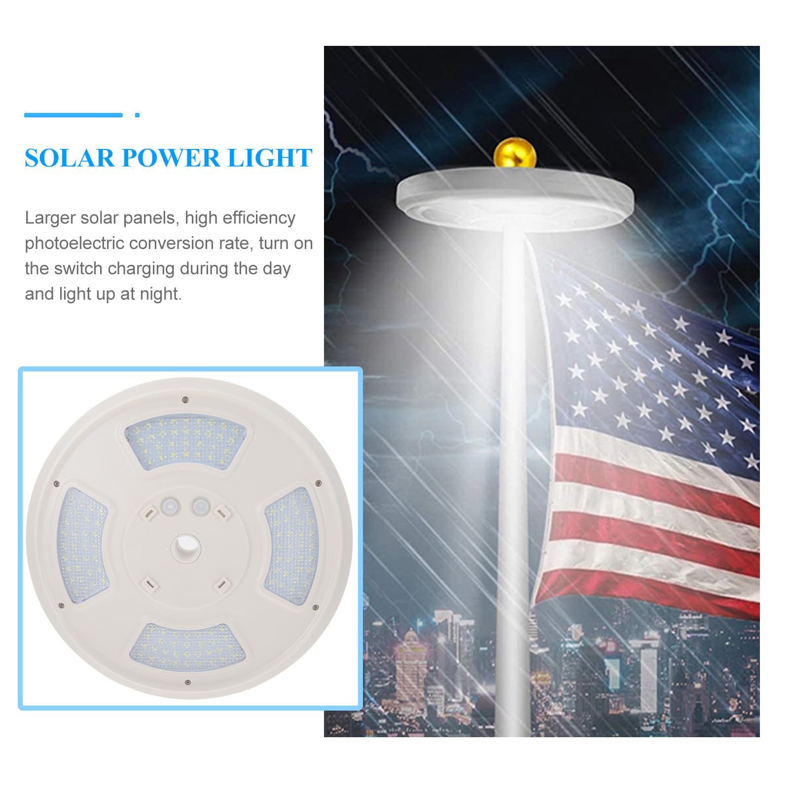 Lampe Solaire pour Mât de Drapeau LED 128, 5w, Ip55