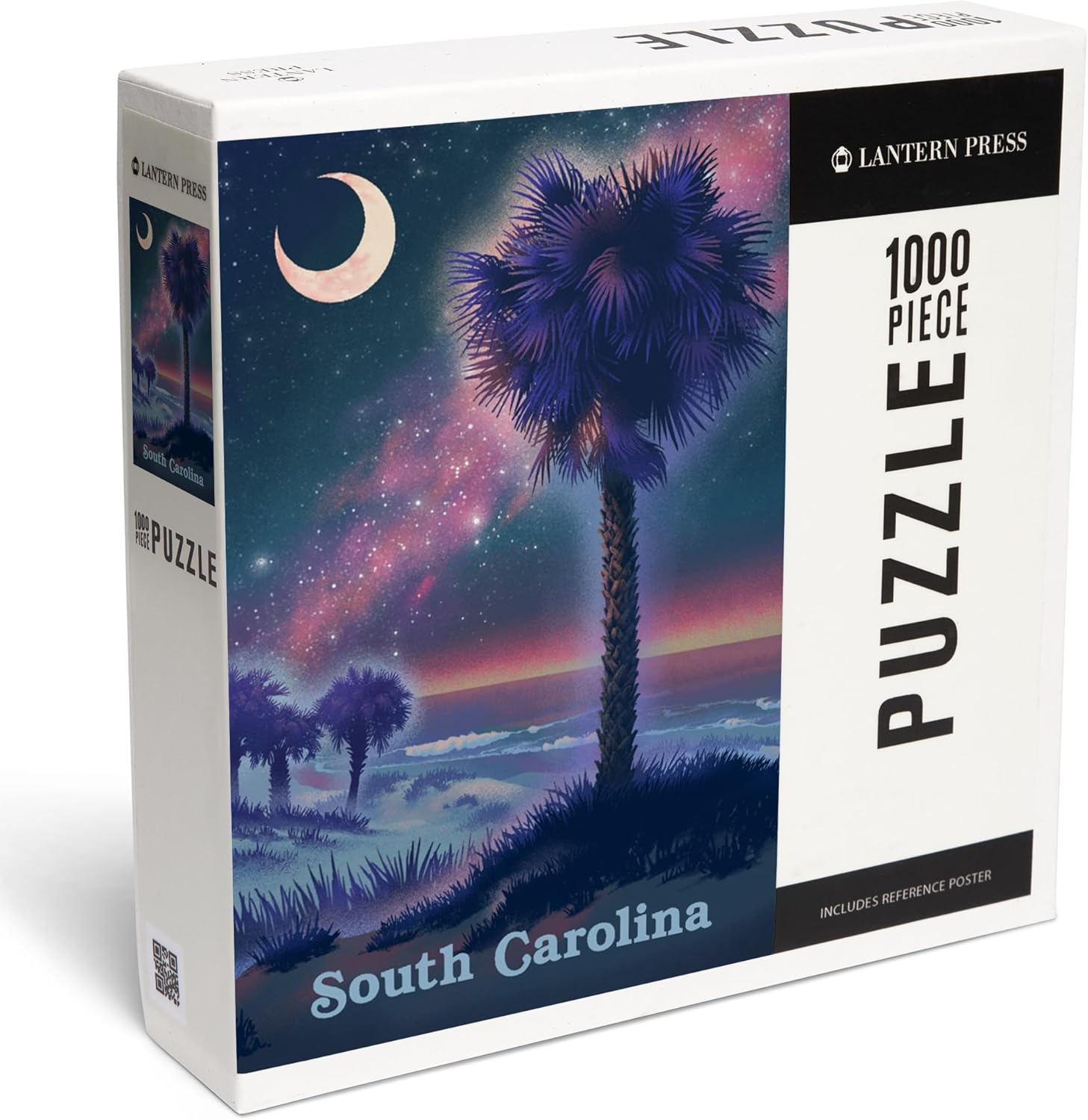 "Lantern Press South Carolina, Palmetto Moon, Lithograph, 1000 Piece Jigsaw Puzzle for Adults, Made in USA with Reference Poster"