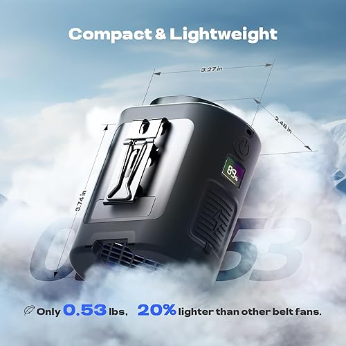 Miniatura 7 de Ventilador de cintura portátil, 4 velocidades, 13000 rpm, fuerte flujo de aire, ventilador de cinturón con hasta 22 horas de tiempo de trabajo,