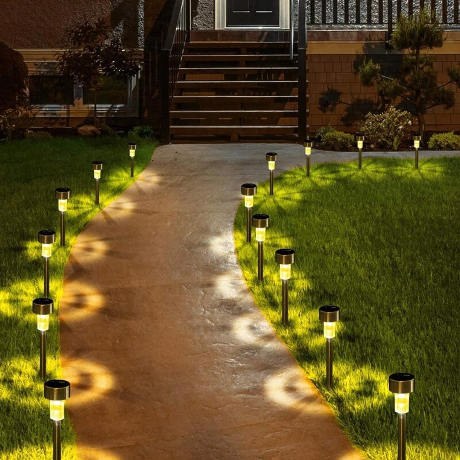 AAOVEFOX Solar Outdoor Pathway Light Waterproof Garden Light Stainless Steel LED Solar Garden Lights for Patio, Lawn, Yard and Landscape, Cold White (6)-image-16