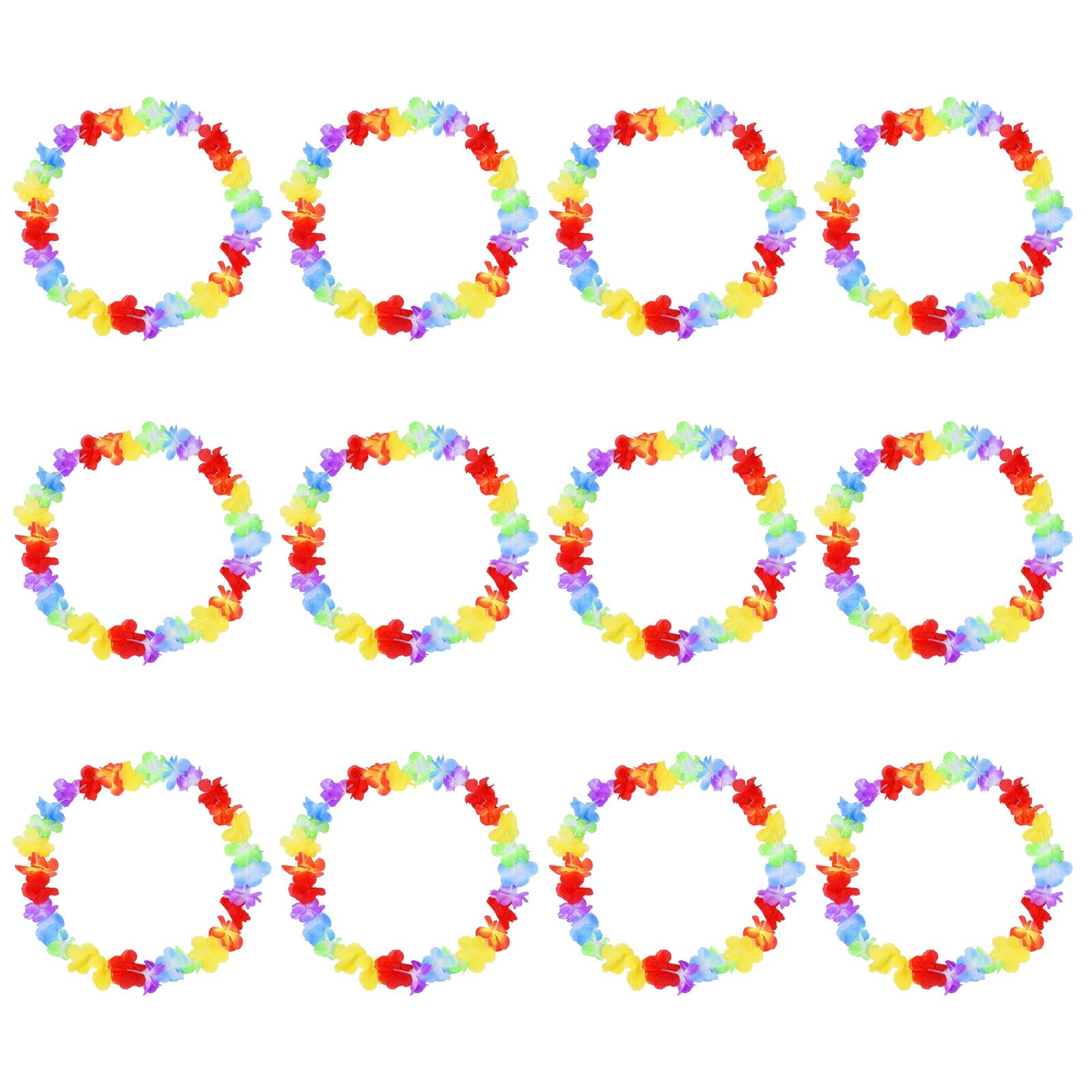 Tsophreniq 12Pcs Hawaiian Flower Necklaces Hawaiian Necklaces for Holiday Theme Party Decorations Wedding Beach Parties for Women
