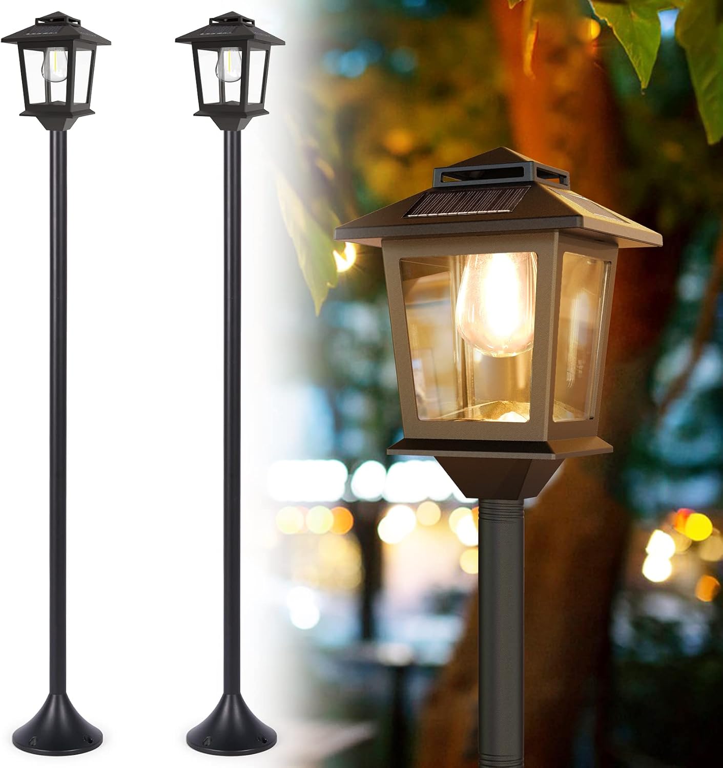 63" Solar Lamp Post Lights Outdoor ,Aluminum Floor Lamp,Waterproof Solar Powered Street Lights