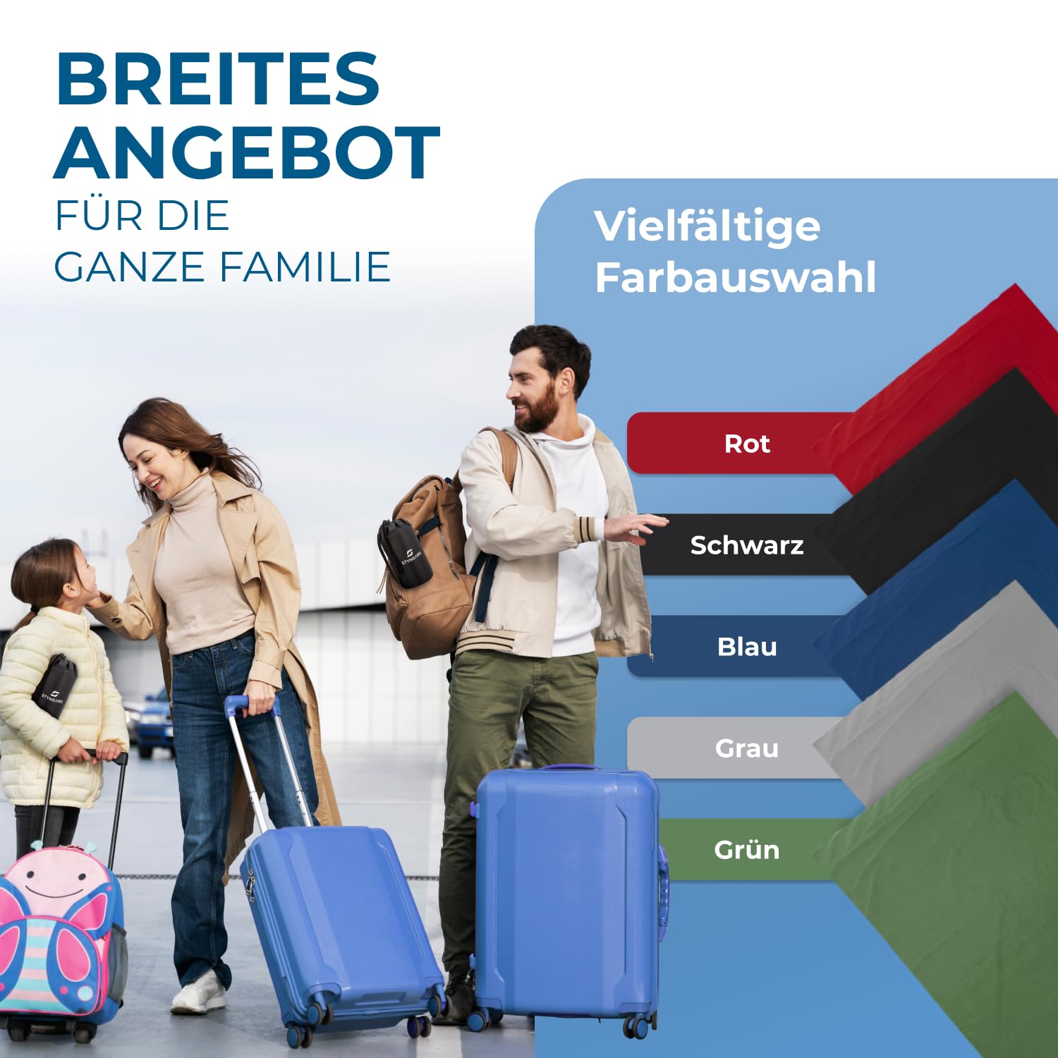STYNGARD Ultraleichte Reisedecke kleines Packmaß aus 100% Baumwolle - Campingdecke leicht & dünn [150g] - Reisedecke Flugzeug atmungsaktiv [150 x 200cm] Modell Garda