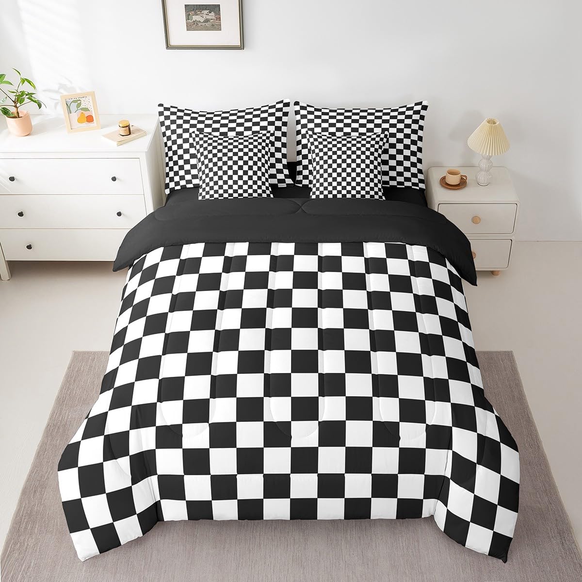 Parure de lit drap et couette ensemble complet 7 pièces pour grand lit king