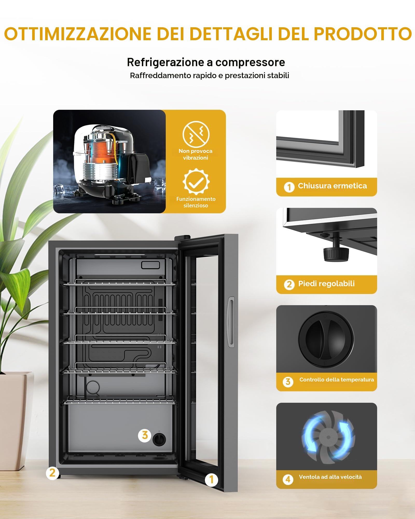 Mini Refrigeratore WIE 70L Capacity Temperatura Personalizzabile - Dettaglio