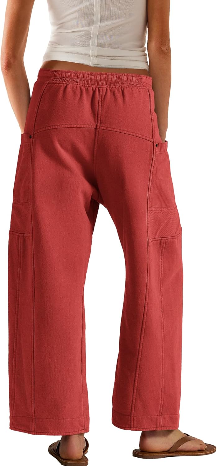 Panadila Women Wide Leg Pants Drawstring Barrel Sweatpants Baggy Cargo Pants Lounge Trousers with Pockets - Image 5