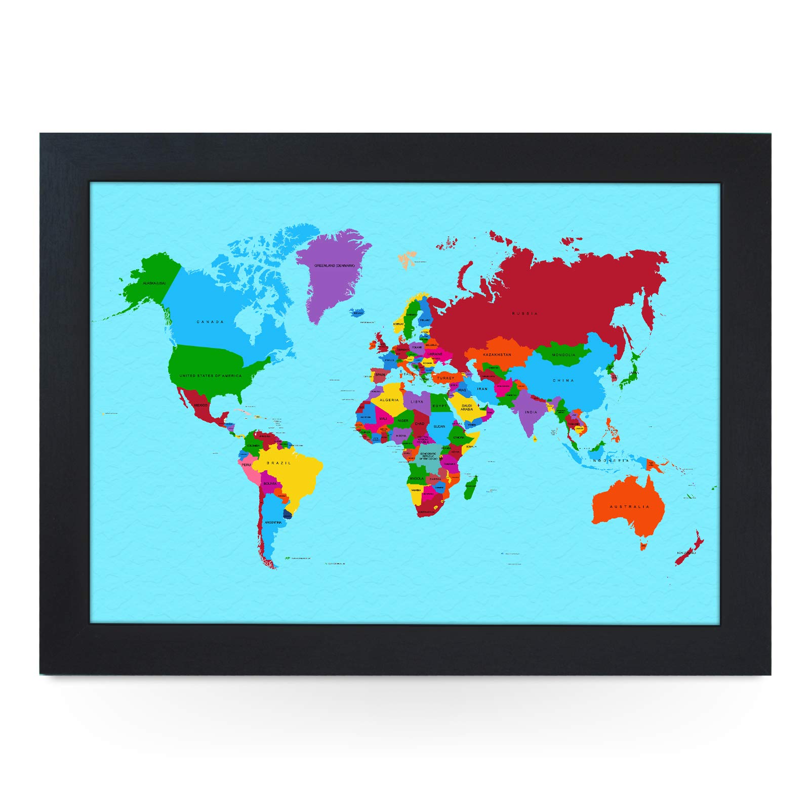 yoosh Portable Lap Desk Tray (Traditional World Map) Handmade Wooden Frame, Beanbag Cushioned Bottom | Computers, Laptops, Meals, Food | L0780 Black