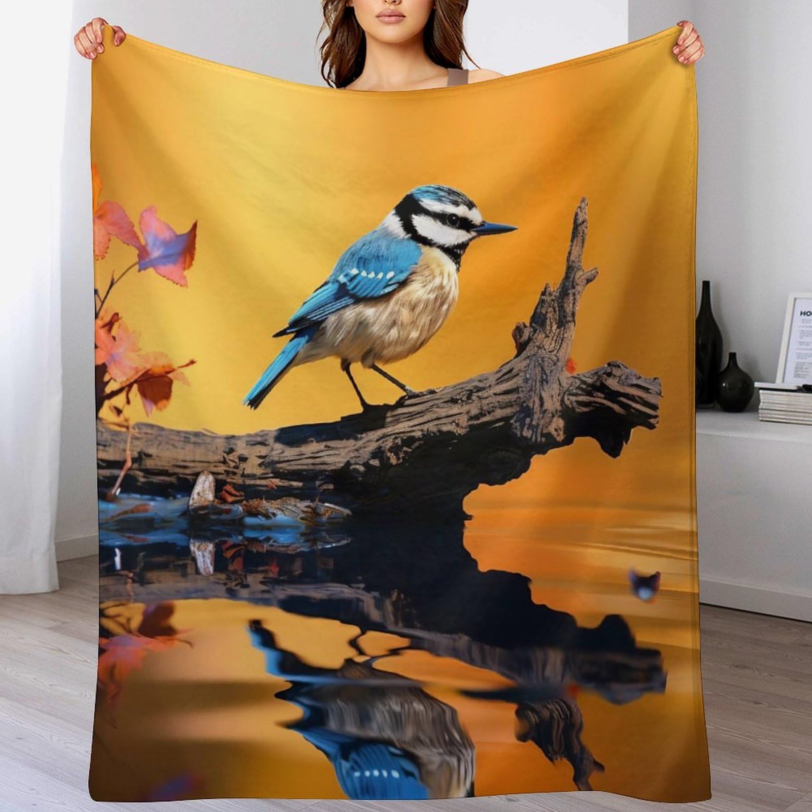 Couverture polaire douce flannel Oiseau pour chasser le froid sur le canapé