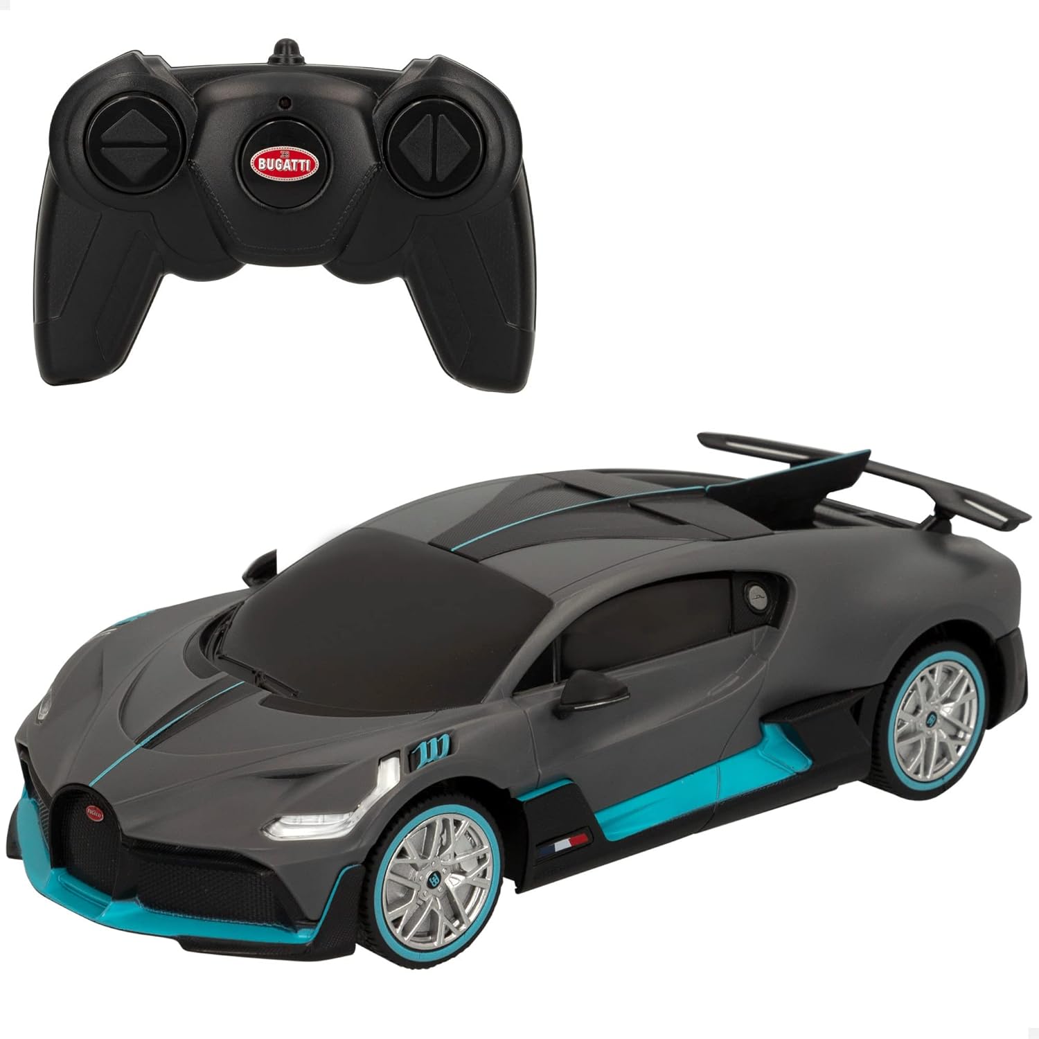 RASTAR 46985 - Coche teledirigido Bugatti Divo Gris, escala 1:24, diseño original y elegante / Coches para niños y para adultos, juguetes para niños / Coche radiocontrol, regalo para niños
