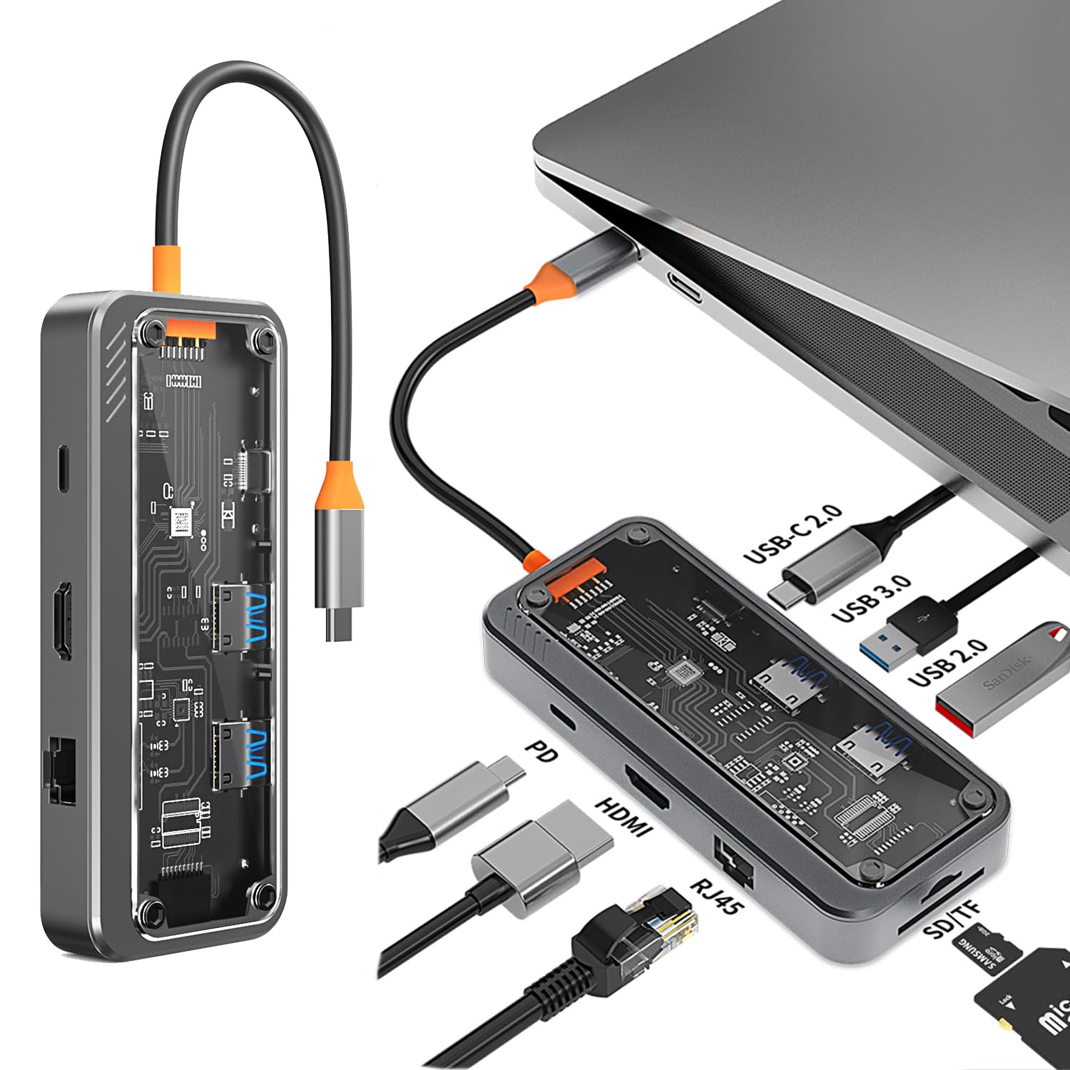 HUB USB C 6 In 1 Docking Station Per Adattatore Di Lettura Schede SD/TF