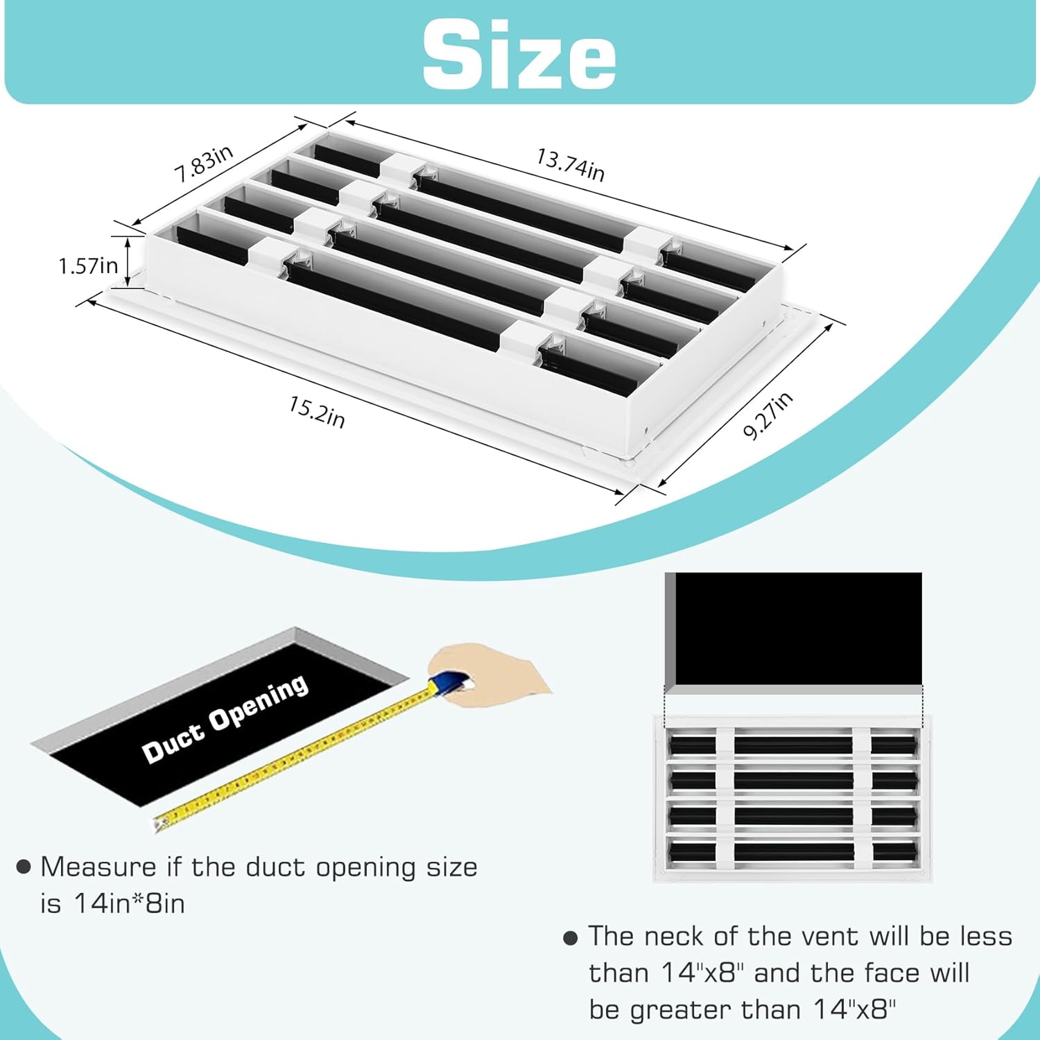 10x10 Modern AC Vent Cover (Duct Opening Cutout), Decorative White Air Vent, All Aluminium Standard Linear Slot Diffuser, Low Noise - Register Grille for Ceiling, Walls & Floors 1 10"Wx10"H