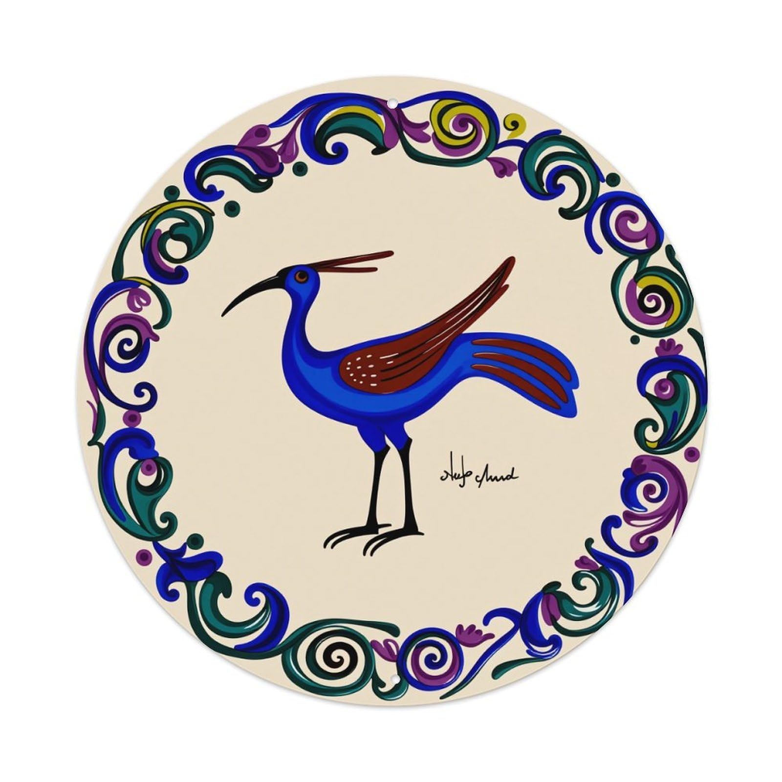Colorful Bird With Swirl Metal Tin Sign Vintage Garden Bedroom Cafe Bar Man Cave Home Wall Decor Metal Poster 8x8 inches