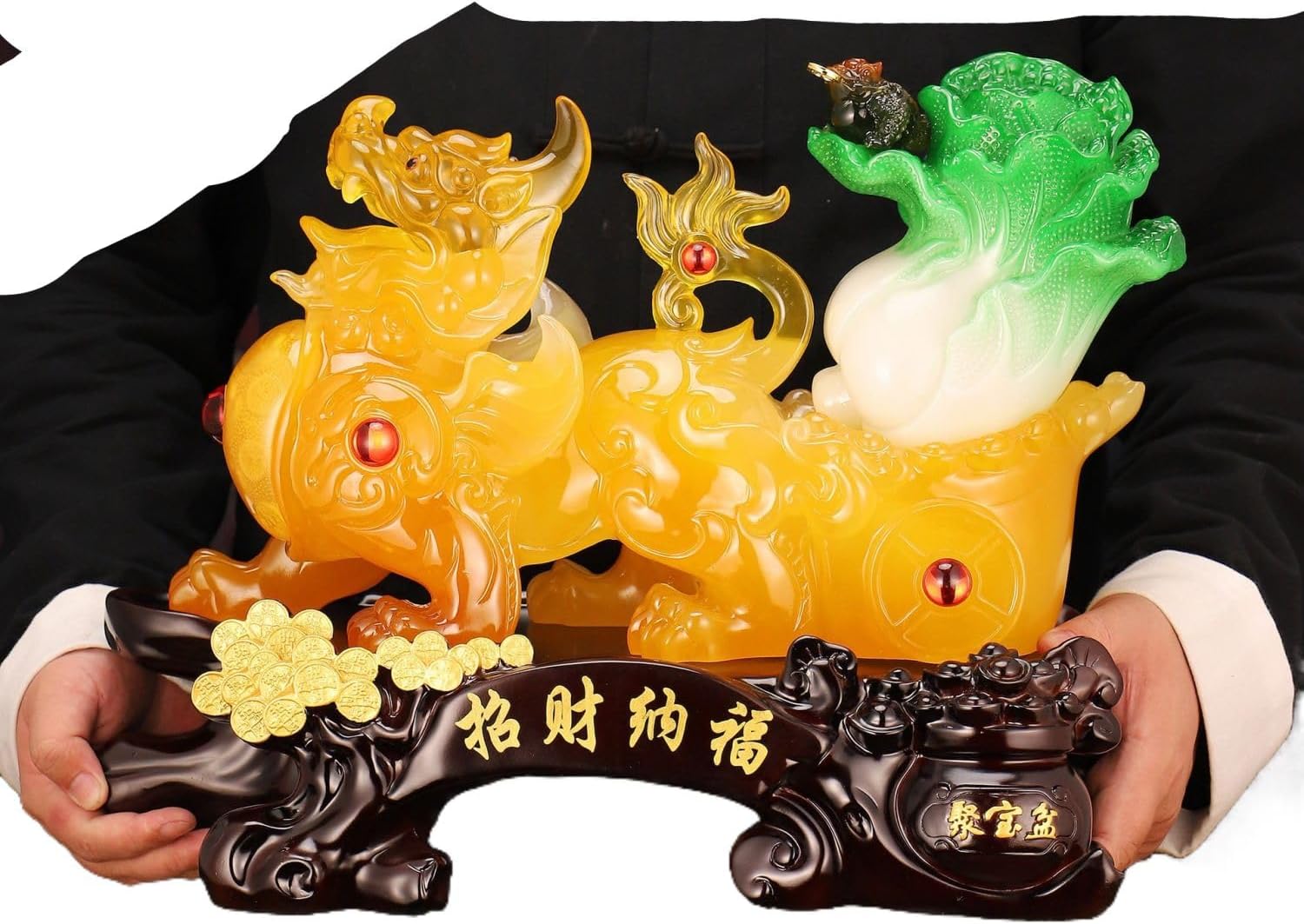 招财貔貅 piyao Practical Gifts for Birthday, Easter, Christmas 白菜摆件 Feng Shui Figurine Home Office Decor Chinese Gifts 家居客厅公司店铺开业乔迁送礼工艺礼品 8856