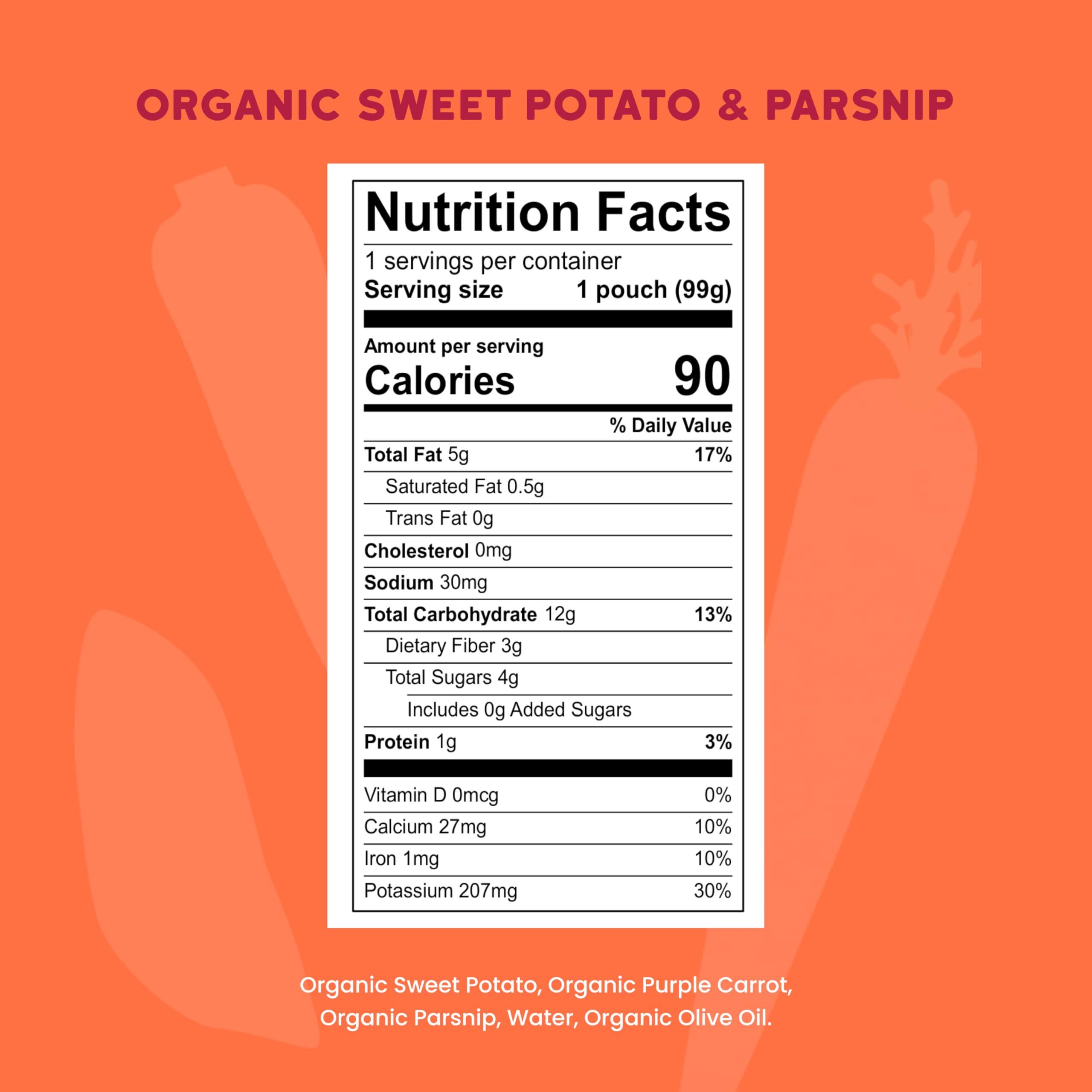 Serenity Kids 6+ Months USDA Organic Veggie Puree Baby Food Pouches | No Sugary Fruits or Added Sugar | Allergen Free | 3.5 Ounce BPA-Free Pouch | Sweet Potato & Parsnip | 1 Count thumbnail 3