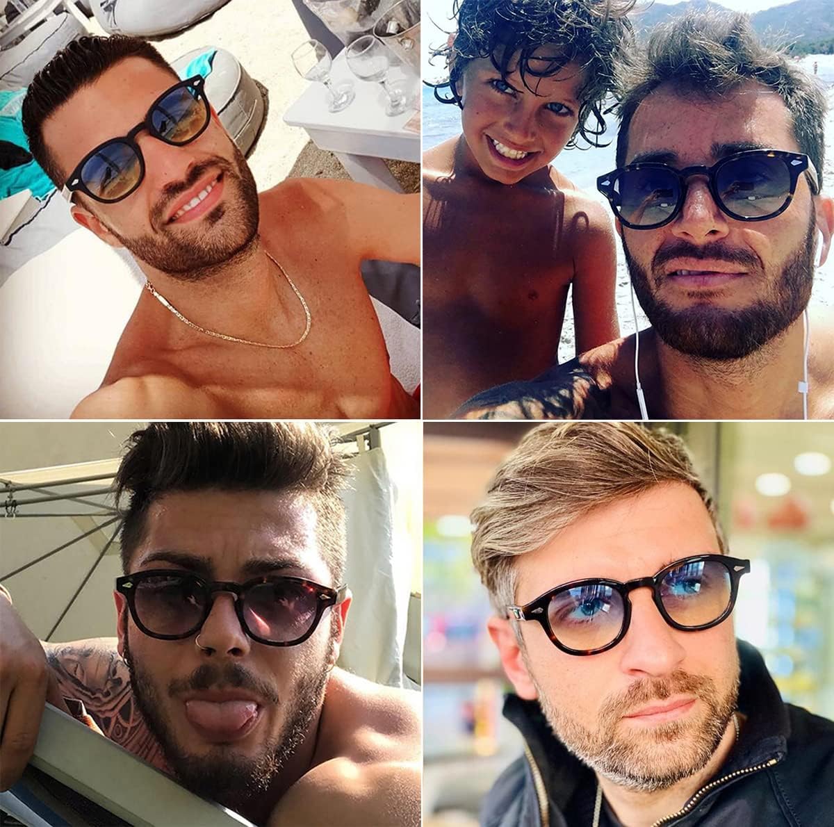 WONAVEHY Occhiali da sole Mens Womens Unisex Retro occhiali da sole per gli uomini donne Pirata Capitano Johnny Depp Stile Vintage Rotondo Stile Occhiali da sole colorati per gli uomini Signore Moda