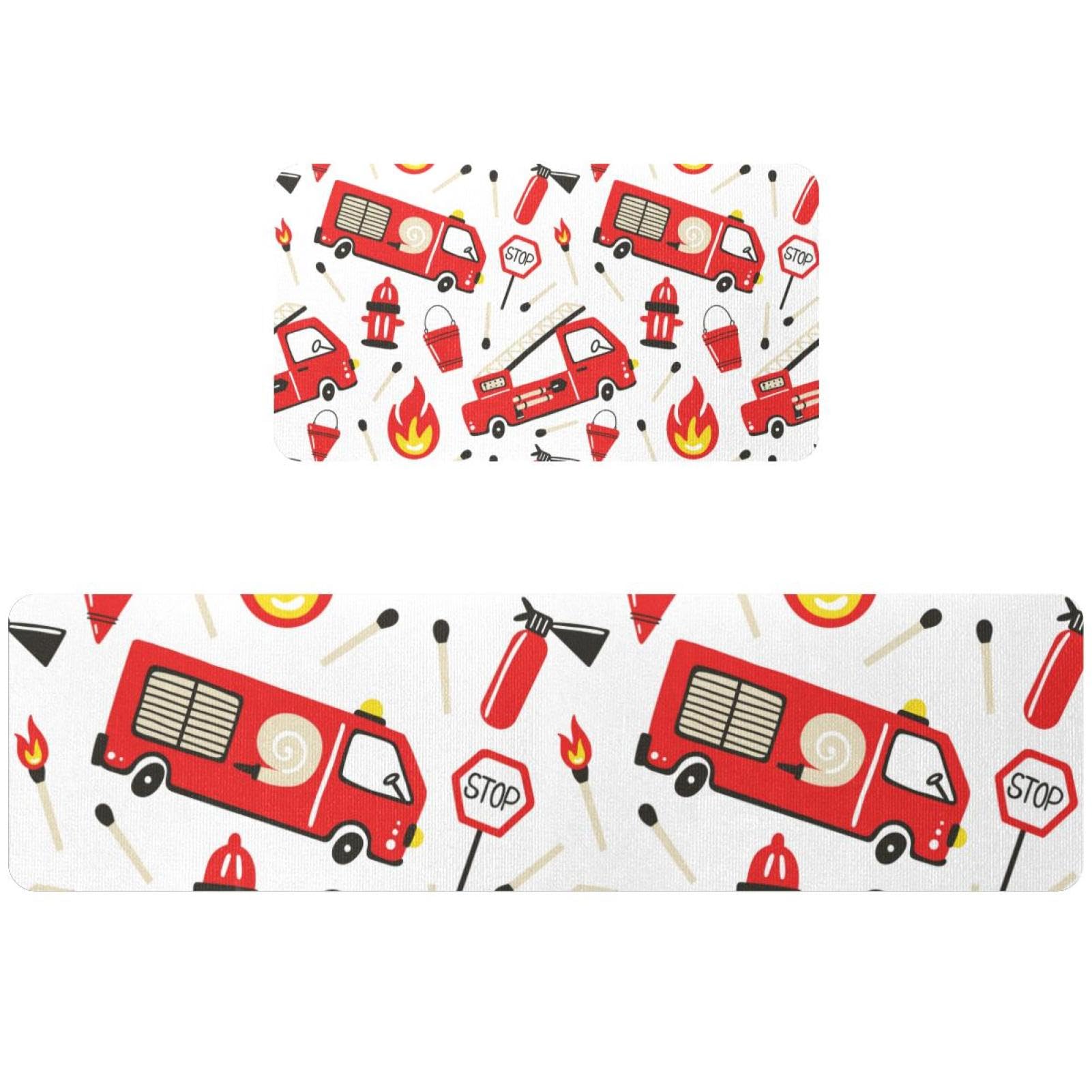 Alfombrillas de cocina de bomberos antideslizantes para pasillo largo y zona de lavado, pack de 2