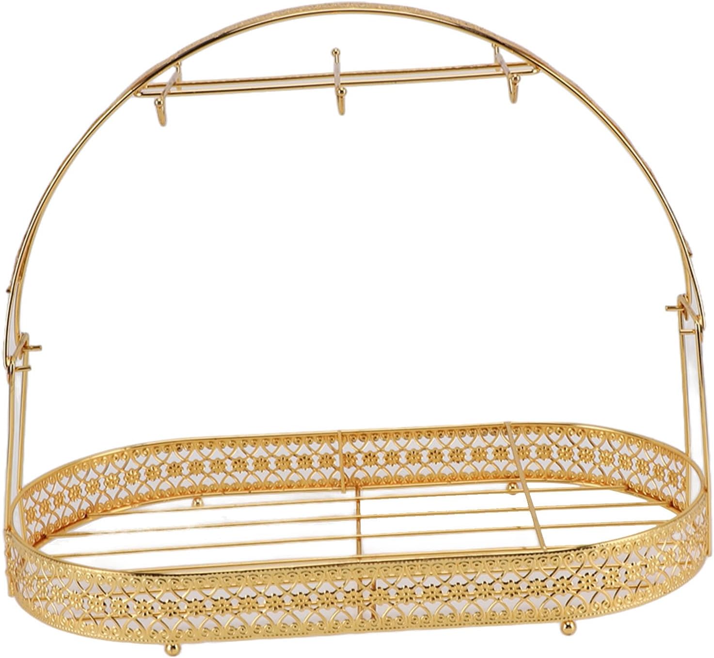 CCYLEZ Desk Cups Dishes Organizer, Large Capacity Mug Holder Stand Strong and Iron Simple and Elegant for Living Room (Gold)