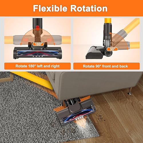 Miniatura 6 de Accesorios de vacío Motorhead compatibles con accesorio para Dyson V7 V8 V10 V11 V15 - Con luz LED, cabezal de limpieza de cepillo de cerdas V-turbo