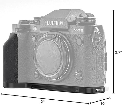 Miniatura 9 de AUKTU Empuñadura de mano para Fujifilm MHG-XT5 Fuji XT5 Grip, mango lateral de silicona suave, placa base de liberación rápida Arca Swiss