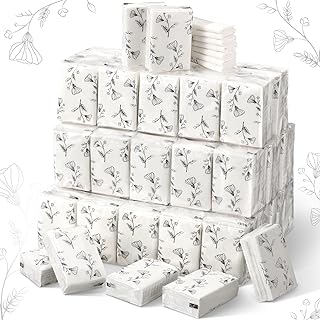 Bulk Pocket Tissues Wallet Tissues Black Flower Travel Tissues Mini Tissues Travel Size Individual Tissue Packs for Guests 3 Ply Facial Tissues for Wedding Graduation Celebration Travelling (100 Pcs)