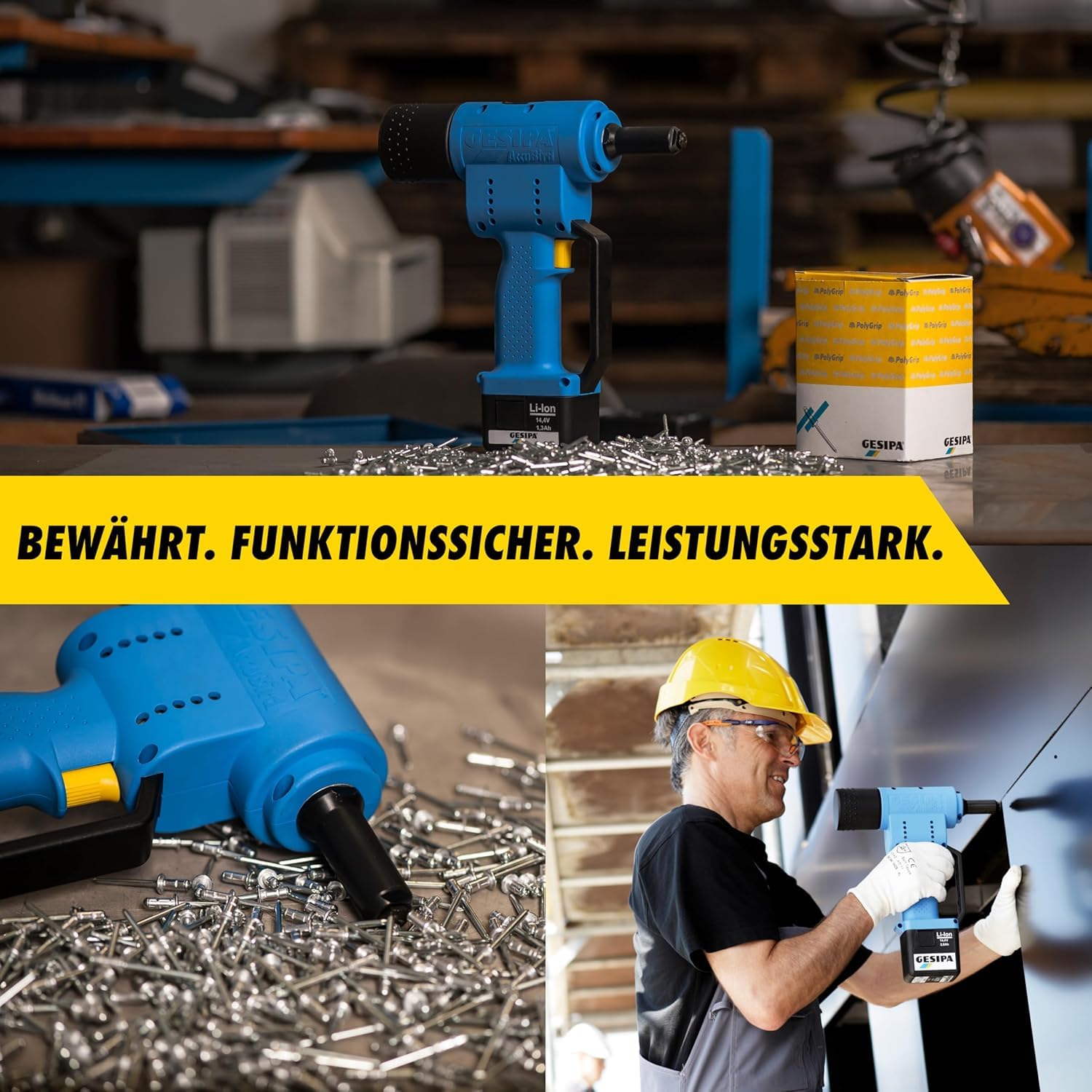 Akku Nietenzange AccuBird | 2.0Ah Akku & Ladegerät im Karton | für Blindnieten bis Ø6mm | Starker Motor mit hoher Setzkraft | Made in Germany