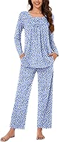 Bestbee Women's Pajama Set, 2 Piece Lounge Outfits Y2K Sleep Set Fall Long Sleeve Long Pant With Pockets Ladies Pjs Set