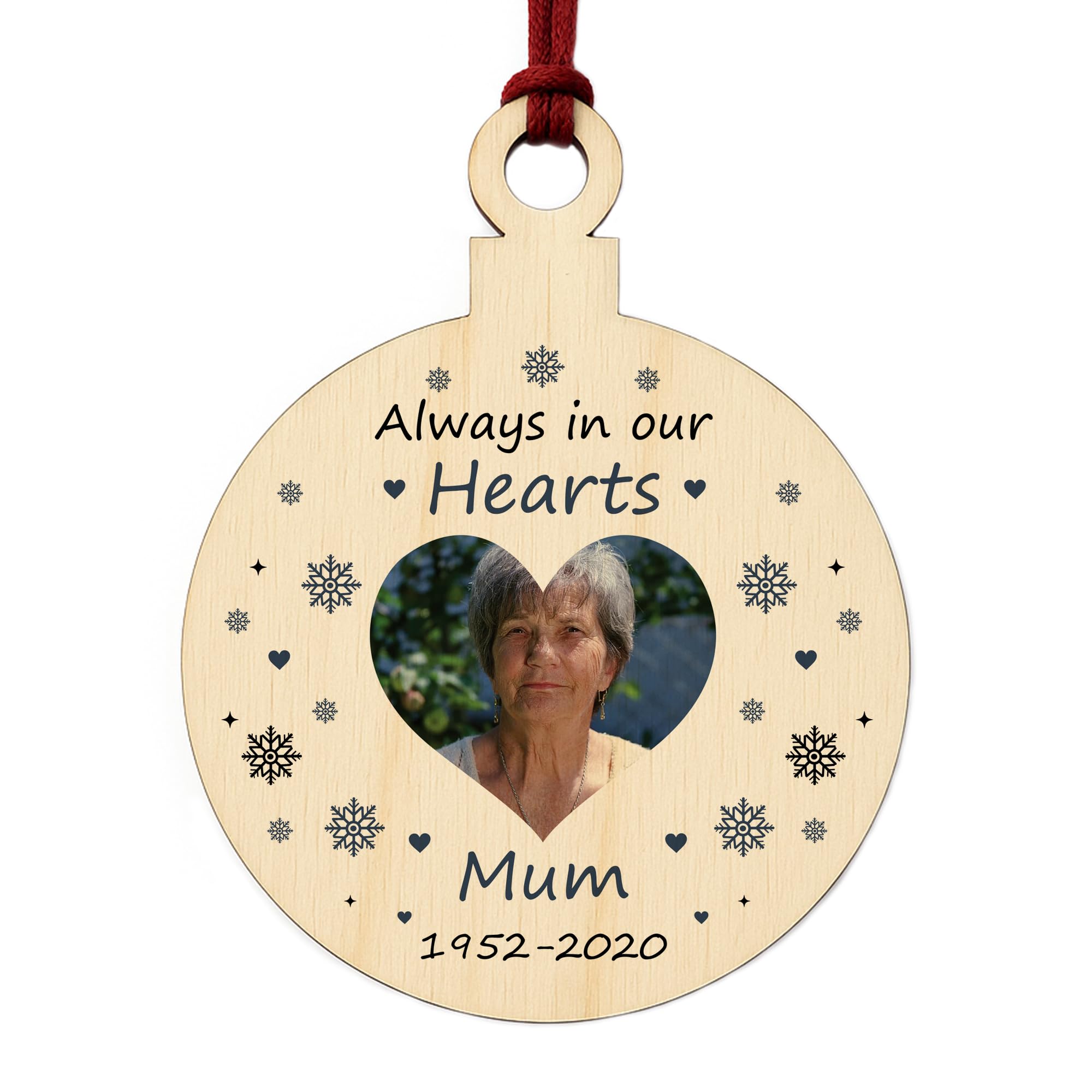 PERSONALISED Photo Christmas Tree Bauble Decoration Memorial Plaque