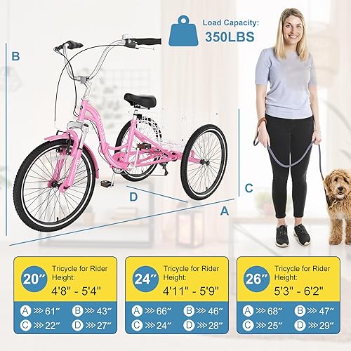 Miniatura 7 de NAIZEA Triciclo plegable para adultos, 7 velocidades, 202426 pulgadas, triciclo plegable para adultos, bicicleta de 3 ruedas, triciclo plegable con